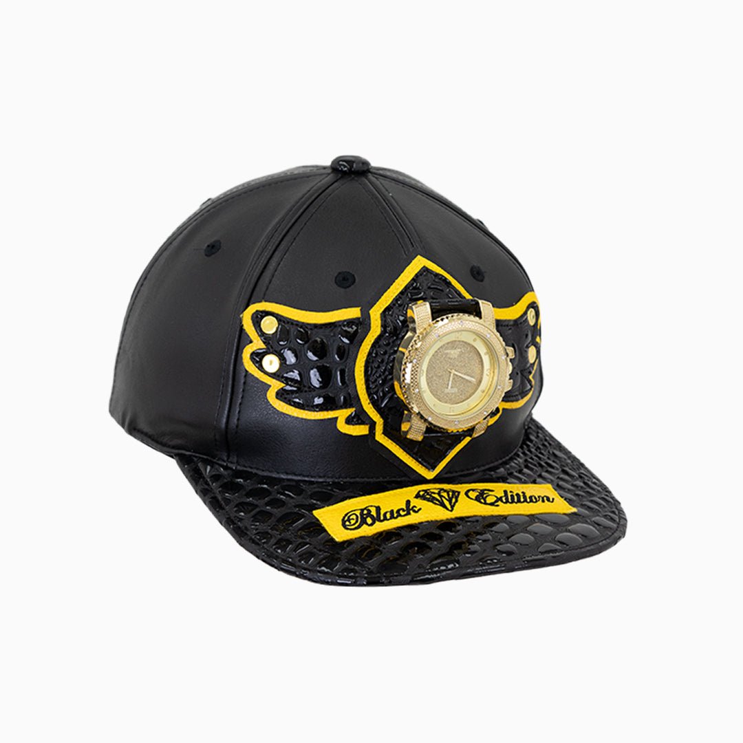 Breyer's Buck 50 Black Edition Genuine Leather Watch Hat for Men - Stylish Outdoor Hunting & Casual Fashion Accessory