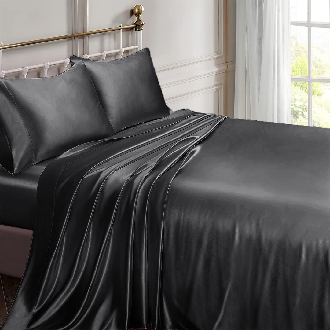 Luxury 6-Piece Silk Satin Sheet Set with 19