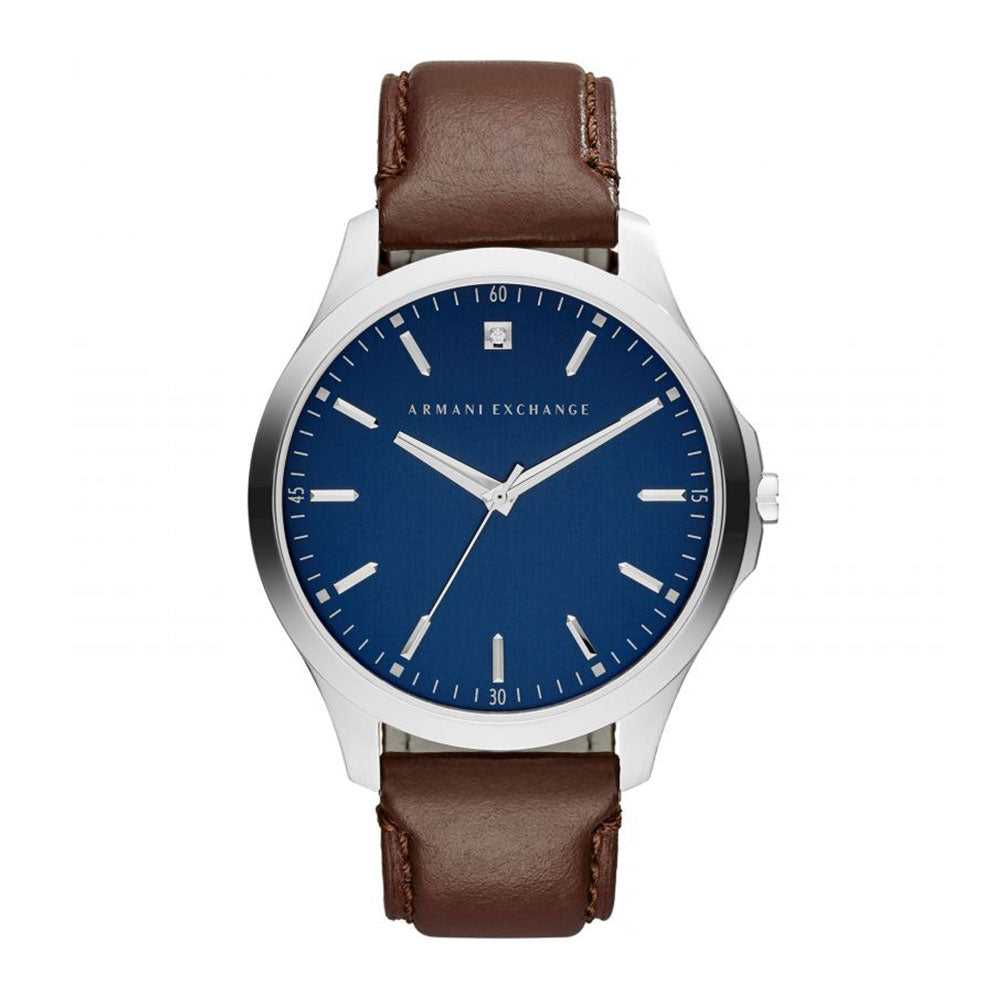 ARMANI EXCHANGE AX2181 Men's Stainless Steel Watch with Brown Leather Strap - Analog Quartz Movement, Silver Case - Perfect for Business, Casual & Formal Occasions