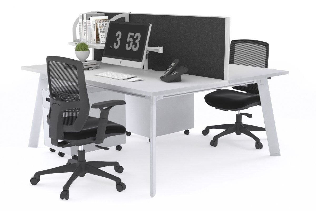 2 Person Workstation with White Frame - 1200L x 800W Switch Desk with Cable Management for Home Office & Coworking Spaces