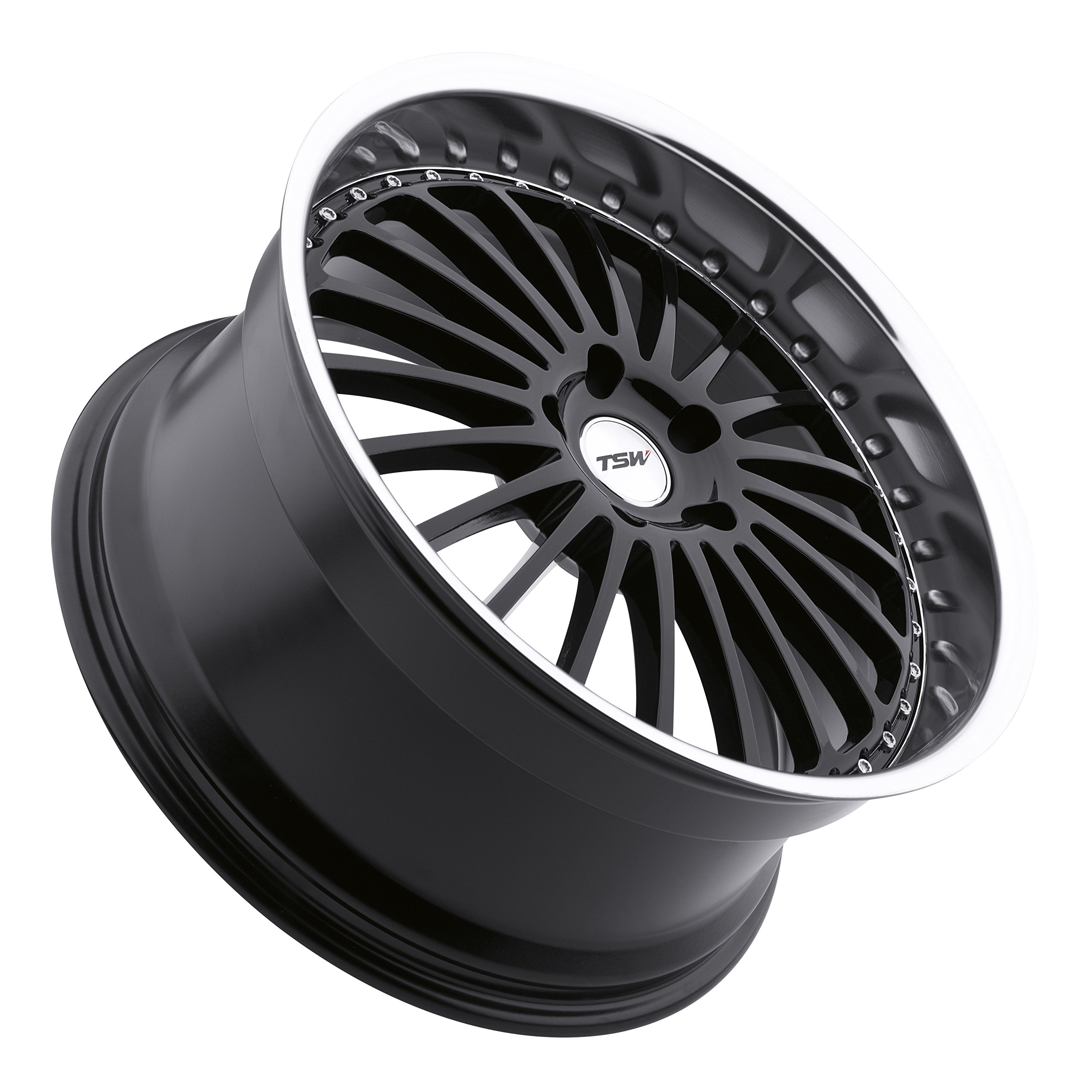 TSW Silverstone Gloss Black Alloy Wheel with Machined Lip - 19x8 Inches, 5x108 Bolt Pattern - Perfect for Luxury Cars & Performance Vehicles