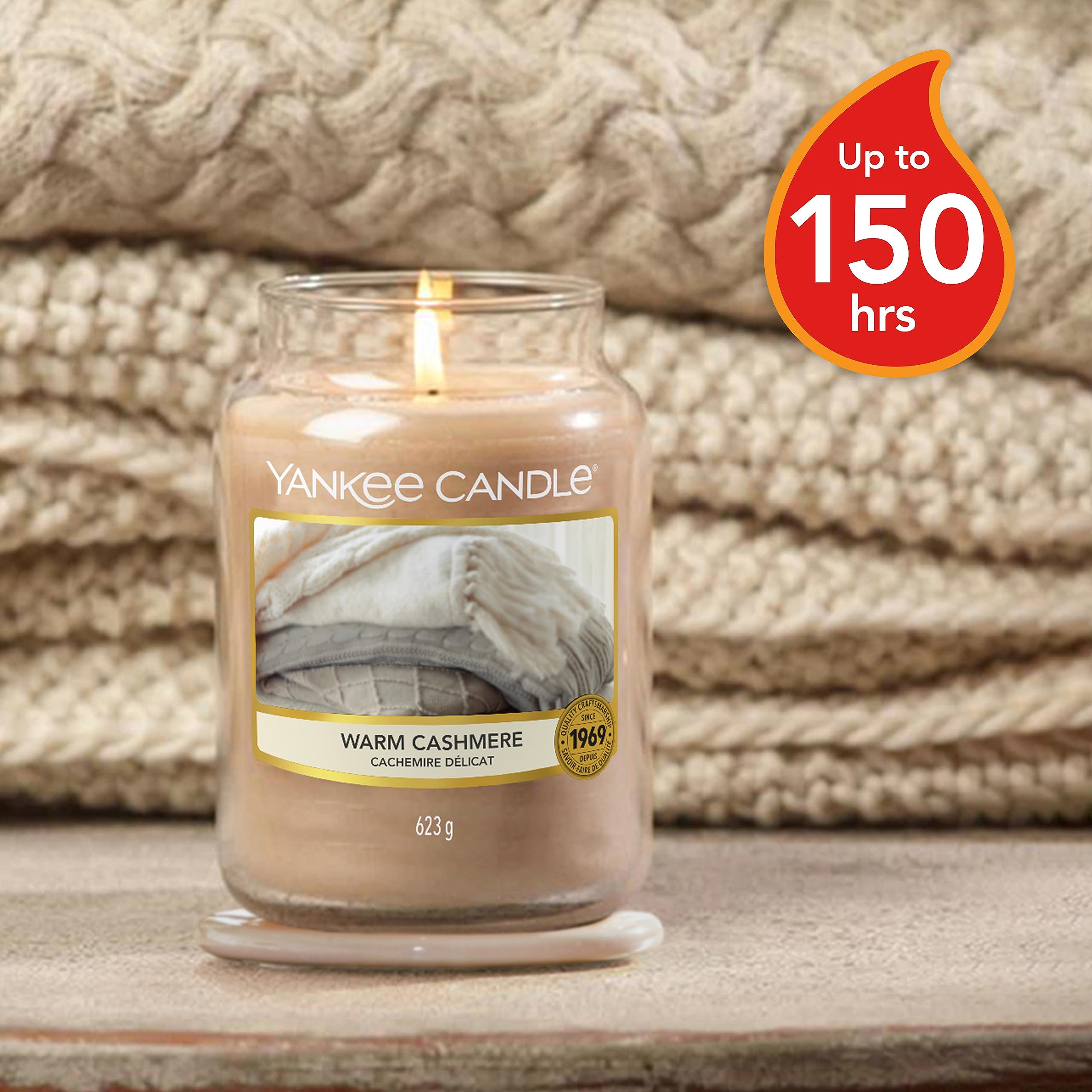 Yankee Candle Warm Cashmere Scented Candle - Large Jar Candle with 150-Hour Burn Time | Long-Lasting Fragrance for Home, Office & Gifts | Perfect for Relaxation, Aromatherapy & Holiday Decor