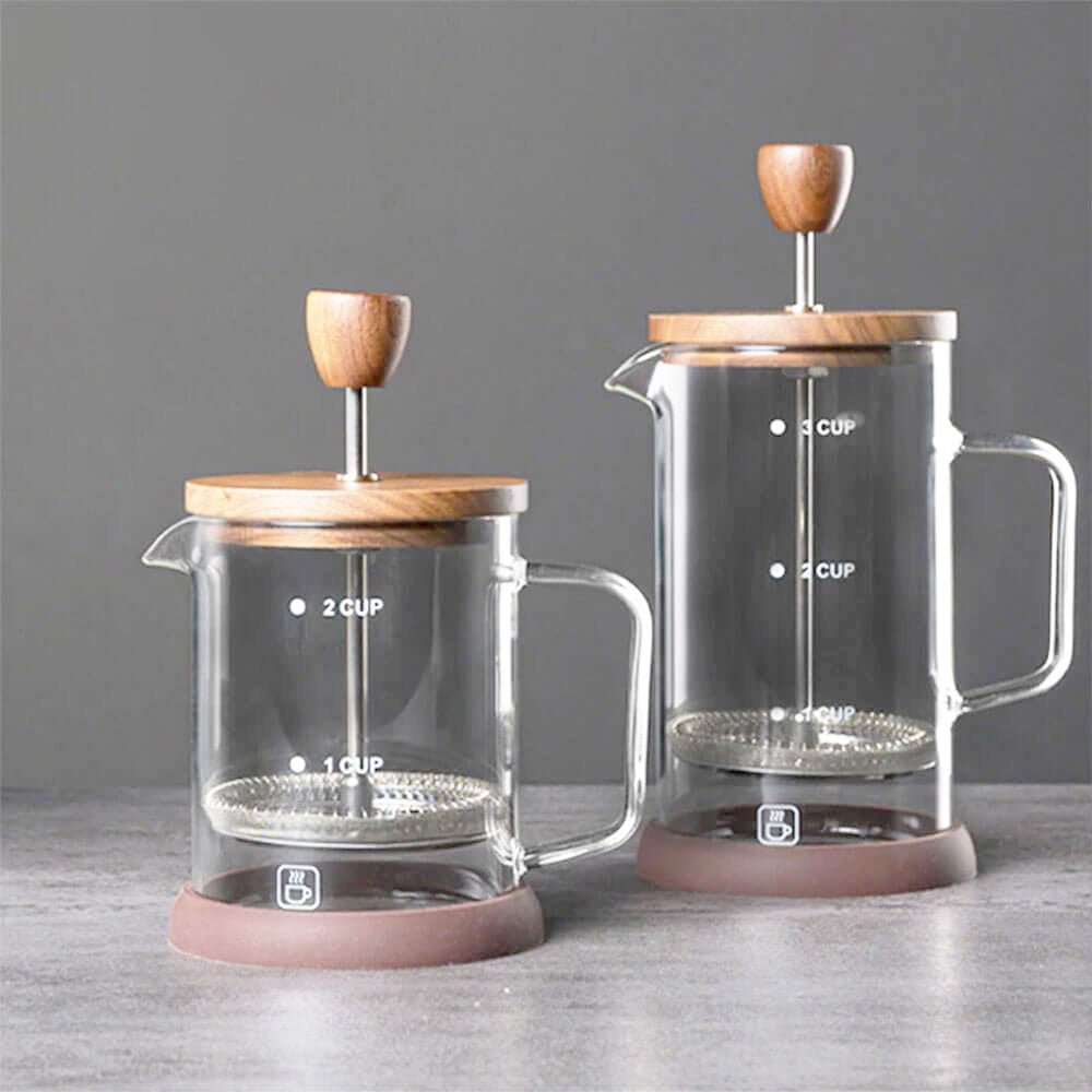 Premium Royal Gold Glass French Press Coffee Maker - 34oz/1L, 4-Level Filtration for Rich & Smooth Brew - Ideal for Home, Office, Camping & Gifts