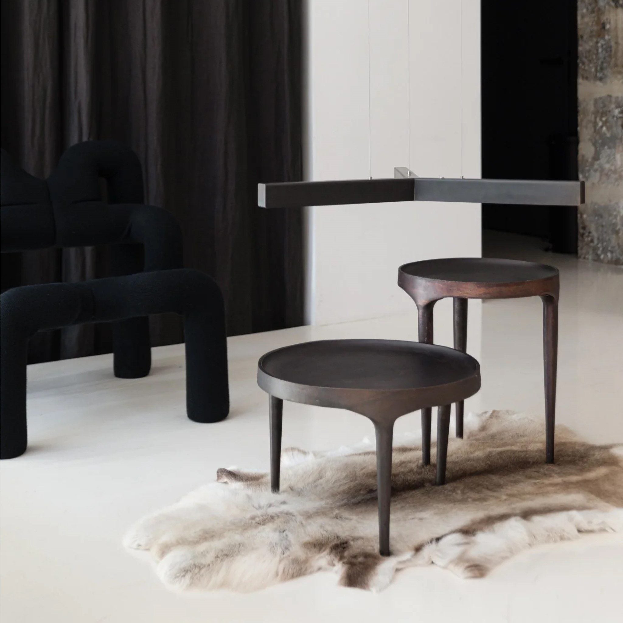 PRE ORDER - 101 COPENHAGEN Phantom Side Table, Tall 50cm, Antique Burn Finish - Perfect for Living Room, Bedroom & Office Decor