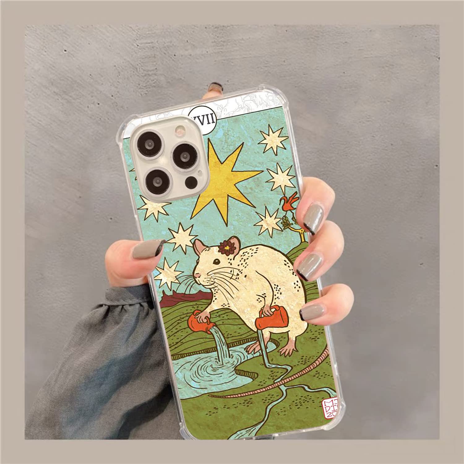 Star Tarot Card Phone Case for iPhone 11 Pro Max - Trippy Psychedelic Aesthetic TPU Bumper Cover with Unique Trendy Design | Perfect for Tarot Readers, Spiritual Protection & Fashion Accessory