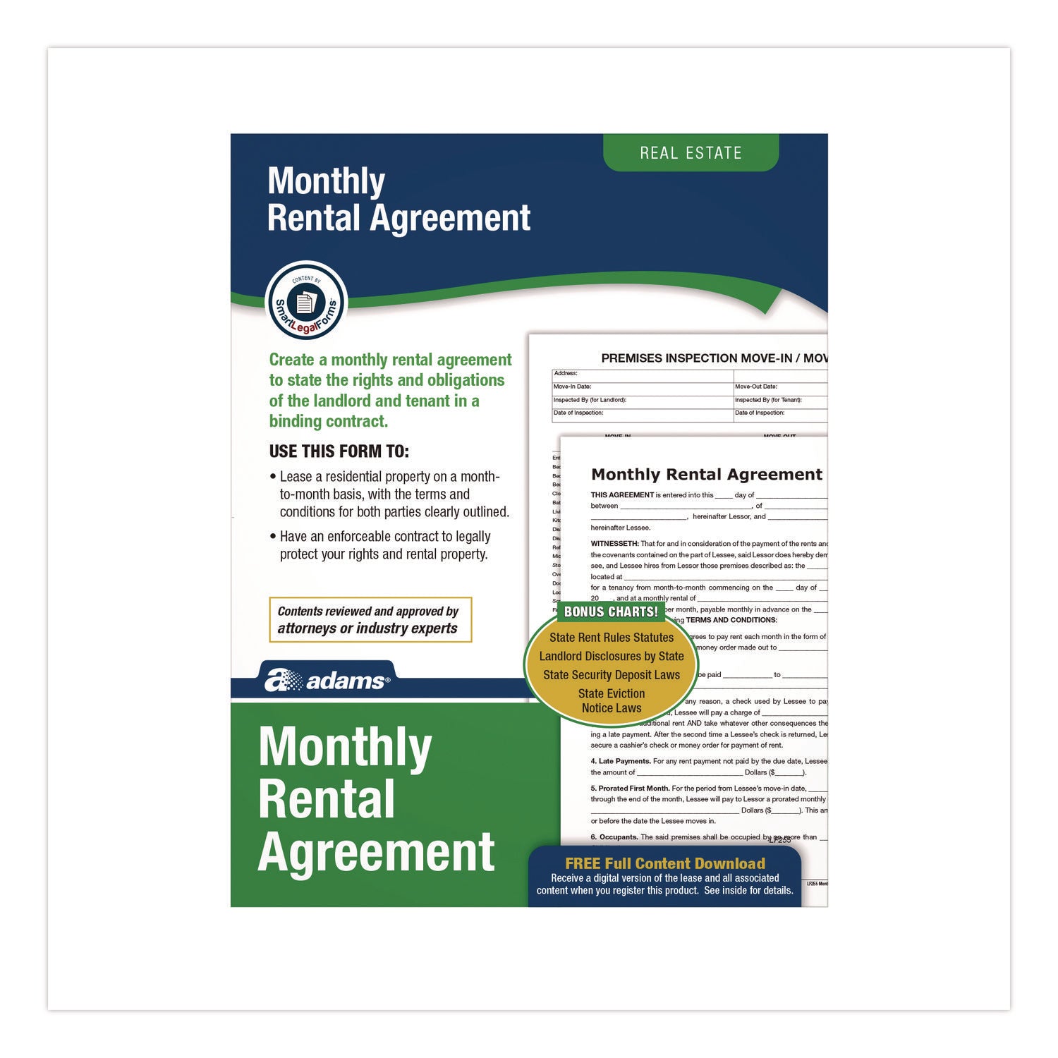 Adams® Month-to-Month Residential Rental Agreement Template - Digital Download (8.5