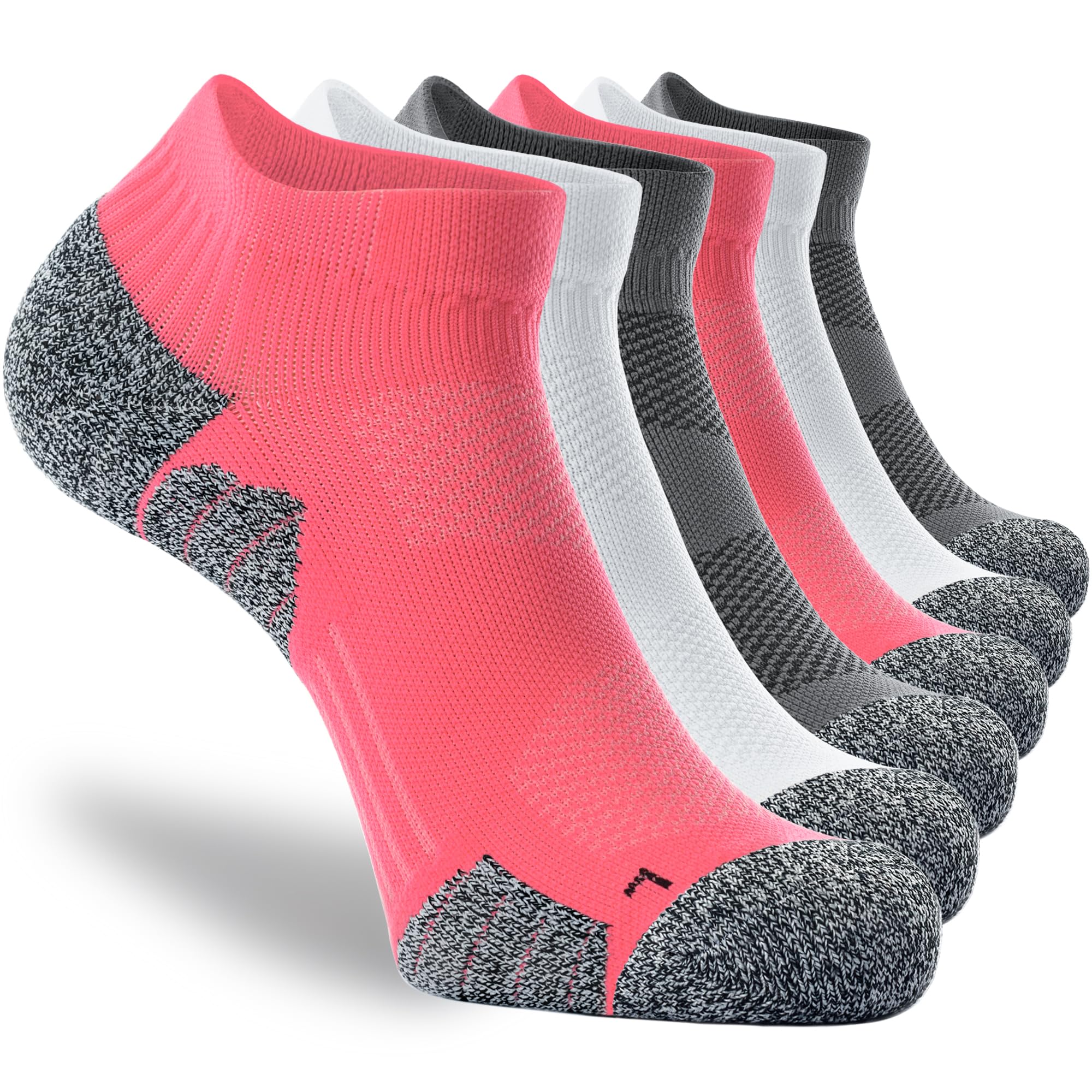 CWVLC Unisex Cushioned Compression Athletic Ankle Socks 6-Pack - Breathable Moisture-Wicking Workout Socks for Running, Hiking & Sports - Comfortable Support for Men & Women