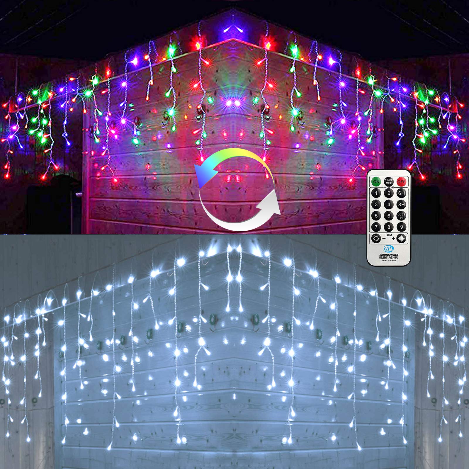 360 LED Icicle Christmas Lights - 29.5ft Multicolor & White Color Changing Fairy Lights with Remote | 60 Drops for Windows, Home, Party & Outdoor Xmas Decor | Perfect for Holiday Lighting, Roof Decorations & Winter Festival Displays
