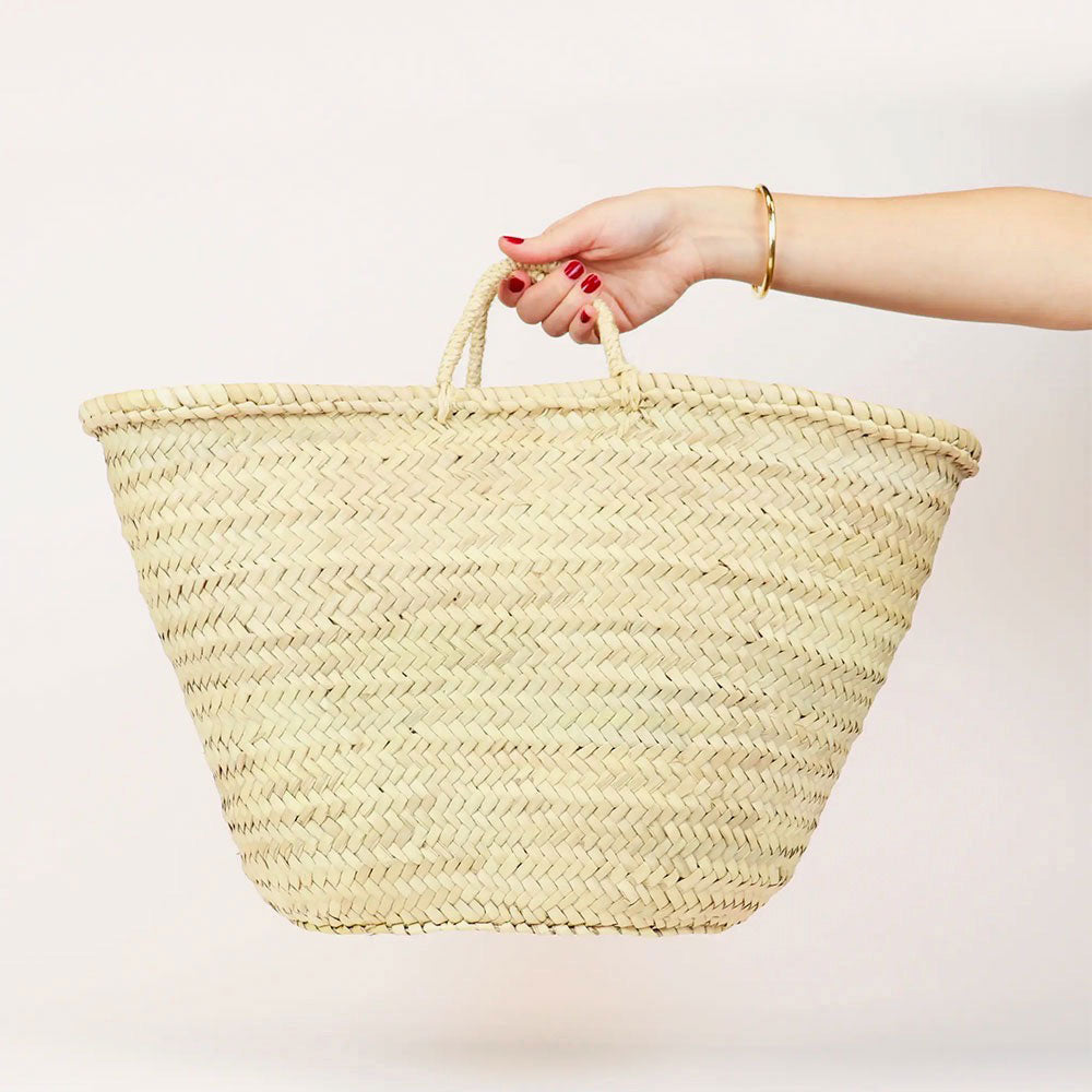 Handwoven Moroccan Palm Leaf Basket - Natural Eco-Friendly Storage for Home & Kitchen | Perfect for Fruits, Bread, and Decor