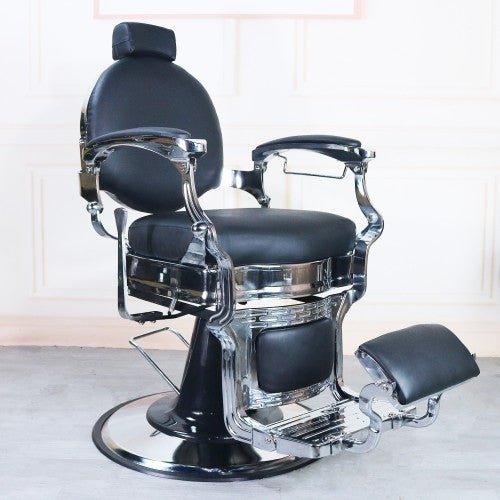 Flat Back & Seat Barber Chair with Silver Metal Frame A601 - Professional Salon & Home Haircut Styling Chair