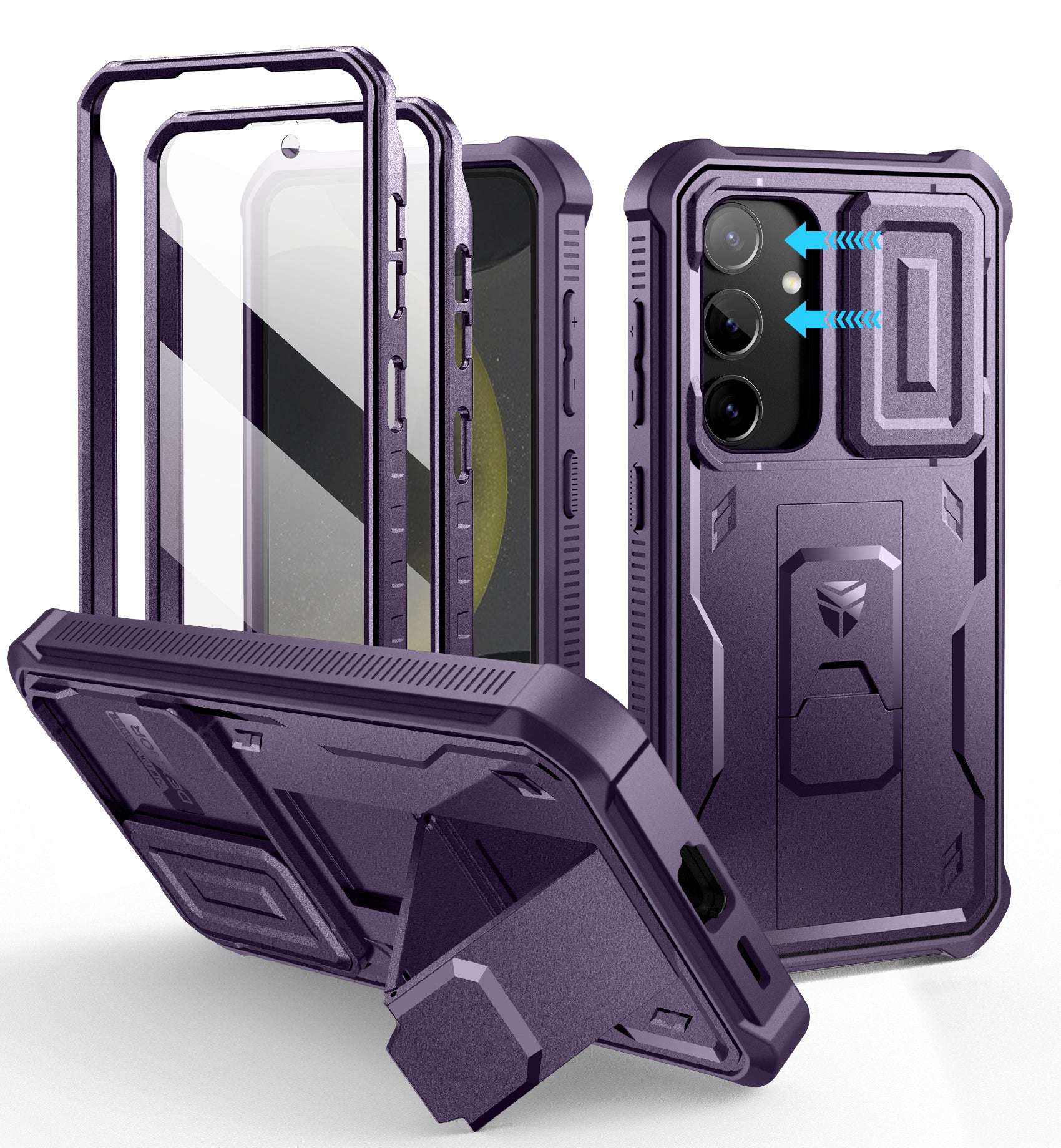 Durable Samsung Galaxy S24 Full Body Case with Screen Protector, Slide Camera Cover, Kickstand & Shockproof Protection - Heavy Duty Rugged Phone Cover for Outdoor, Work & Travel Use