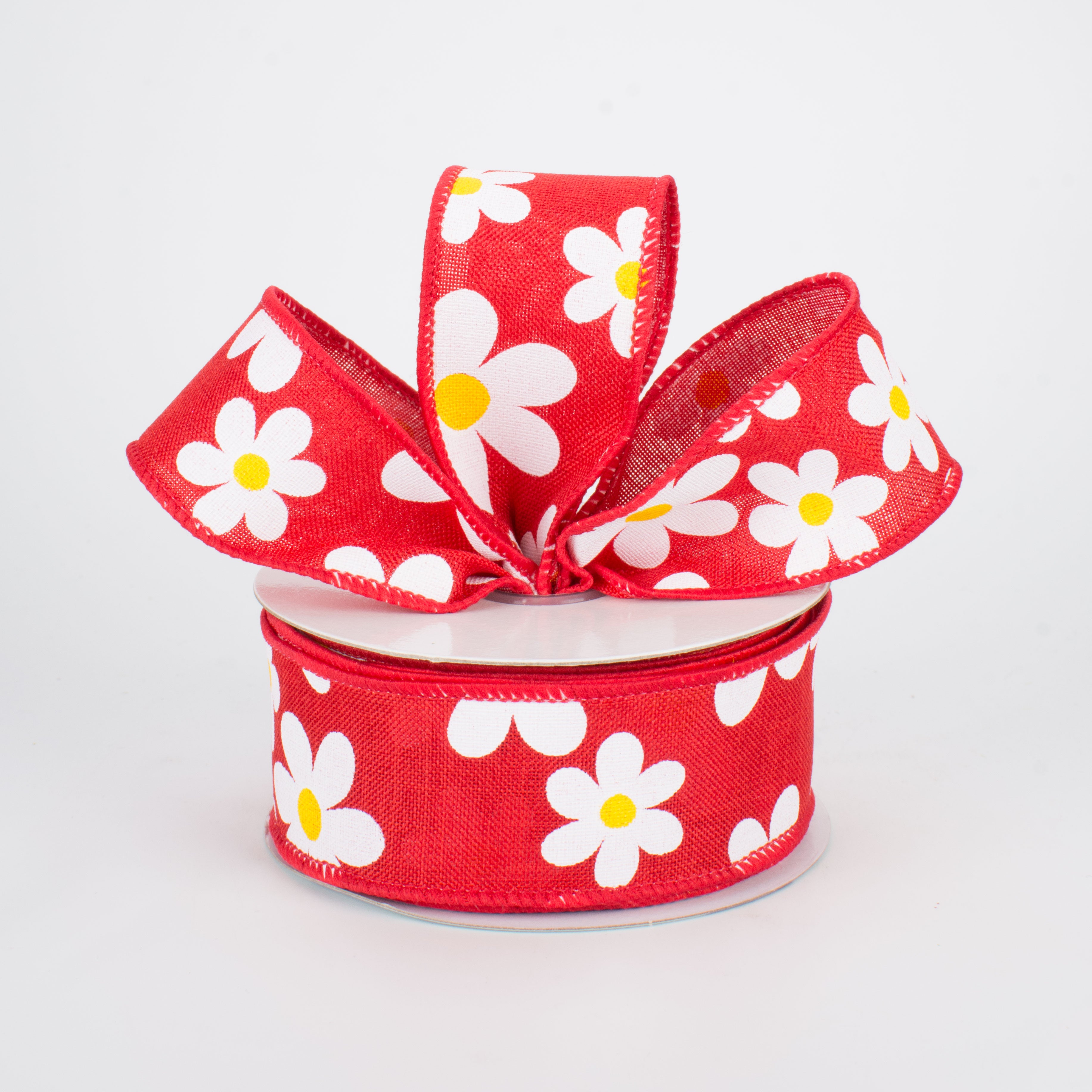 1.5 Inch Daisy Print Ribbon - Red Floral Ribbon for Gift Wrapping, Crafts & DIY Projects (10 Yards) - Perfect for Wedding Decor, Scrapbooking & Party Favors