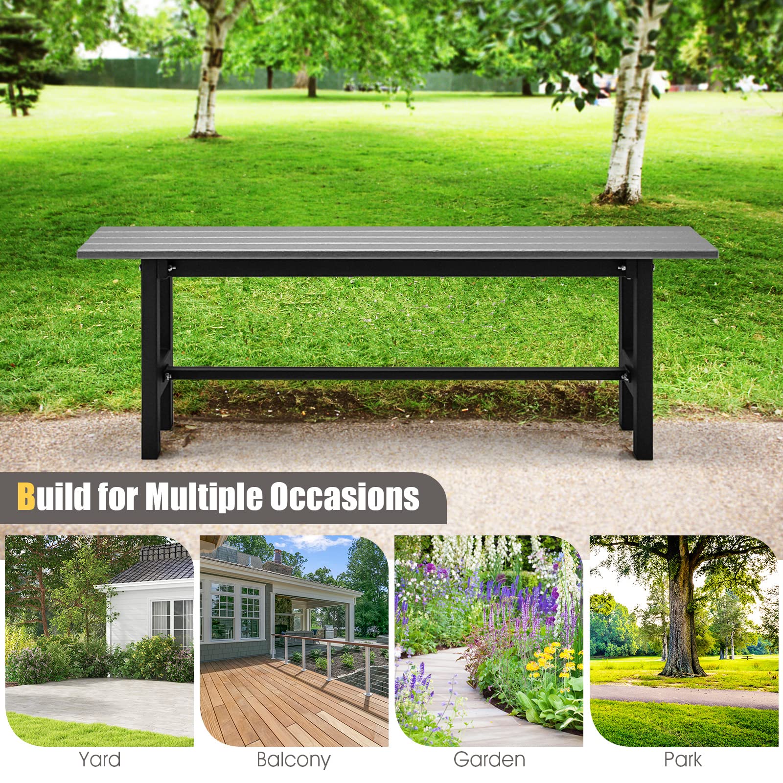 Giantex 2-Person Outdoor Bench Seat - Backless Patio Garden Bench, 47