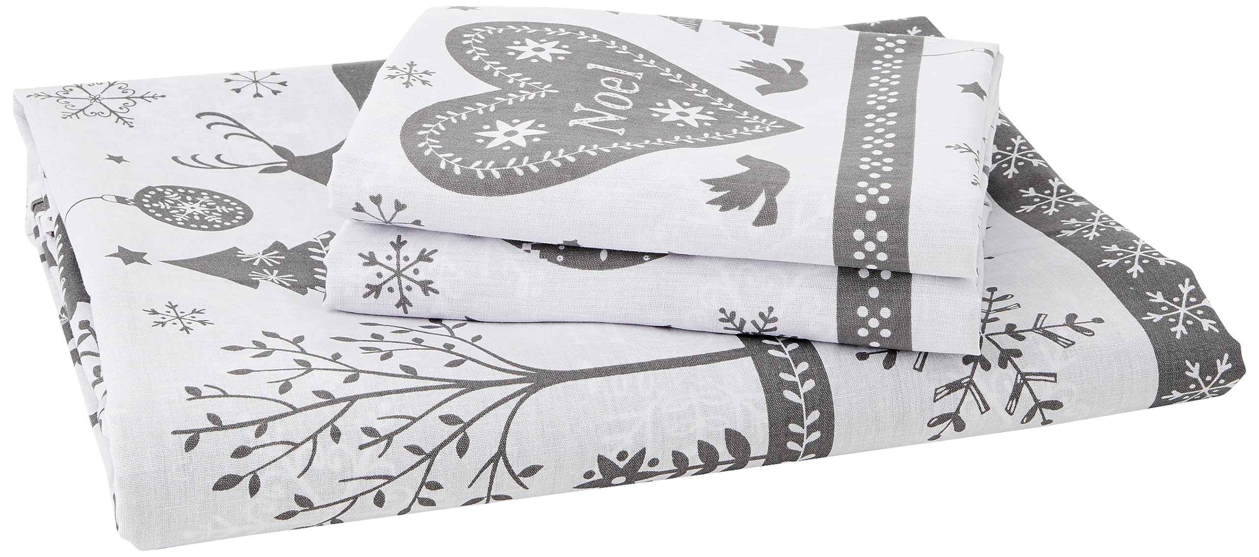 Christmas Tree Snowflake Reversible Duvet Cover Set - Grey Bedding for UK Double/US Full Size | Cozy Winter Home Decor for Holiday Season