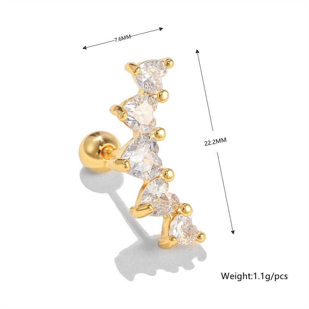20G Star in a Row Cartilage Ear Crawler Earrings for Women - Trendy Body Jewelry for Helix, Tragus & Conch Piercings - Perfect for Parties, Dates & Everyday Wear (EGD0498)