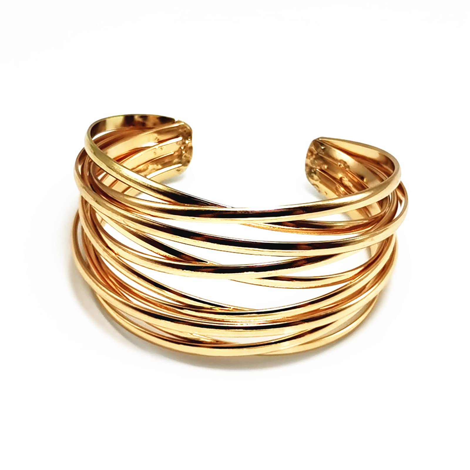 Chunky Gold Cuff Bracelet for Women - Fashionable Gold Line Web Wrist Bangle - Elegant Costume Jewelry for Parties, Weddings & Evening Events