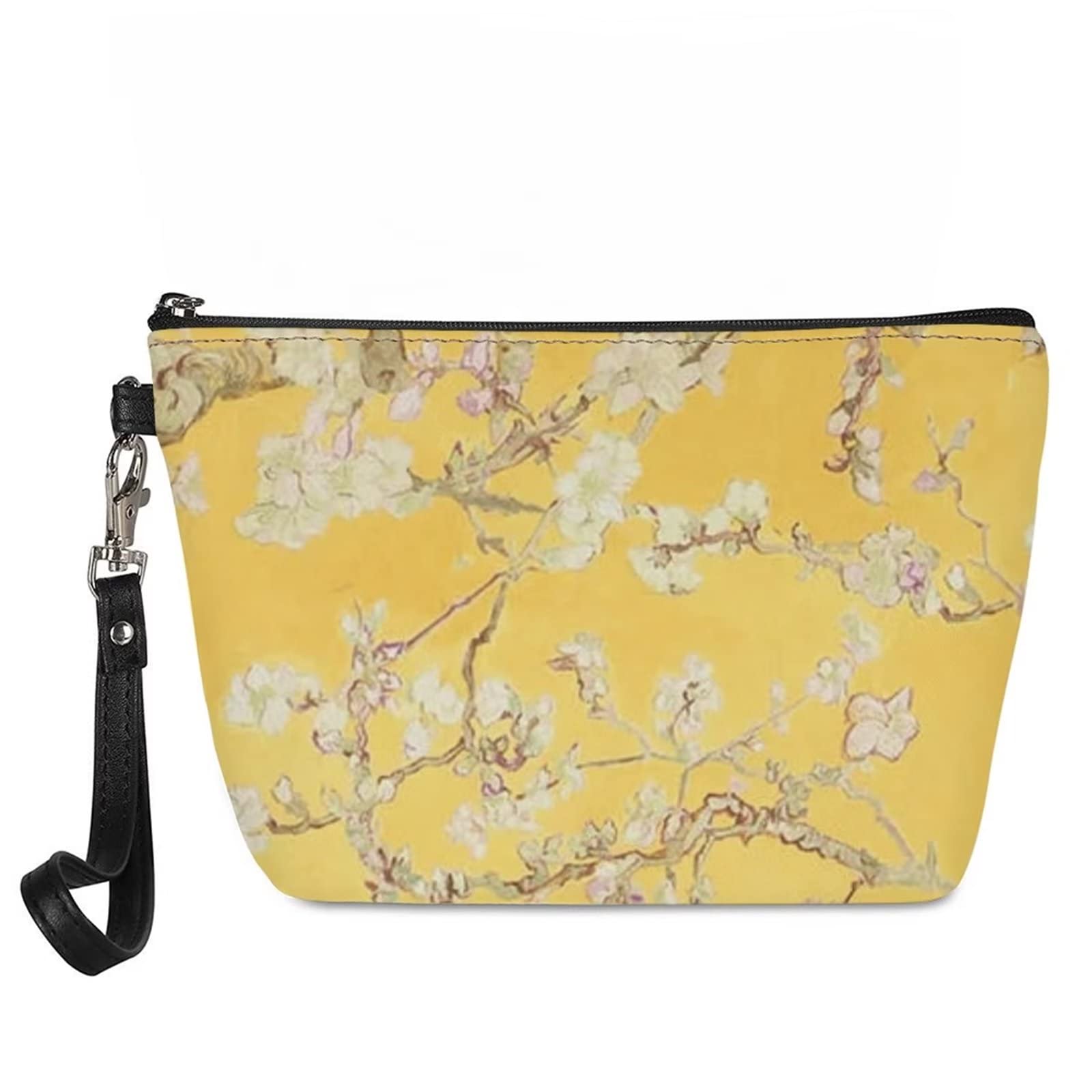 Van Gogh Yellow Almond Blossom Tree Pattern Women's Cosmetic Bag - Large Capacity Zippered Makeup Pouch for Travel, Gym & Daily Essentials Storage | Art-Inspired Clutch Purse