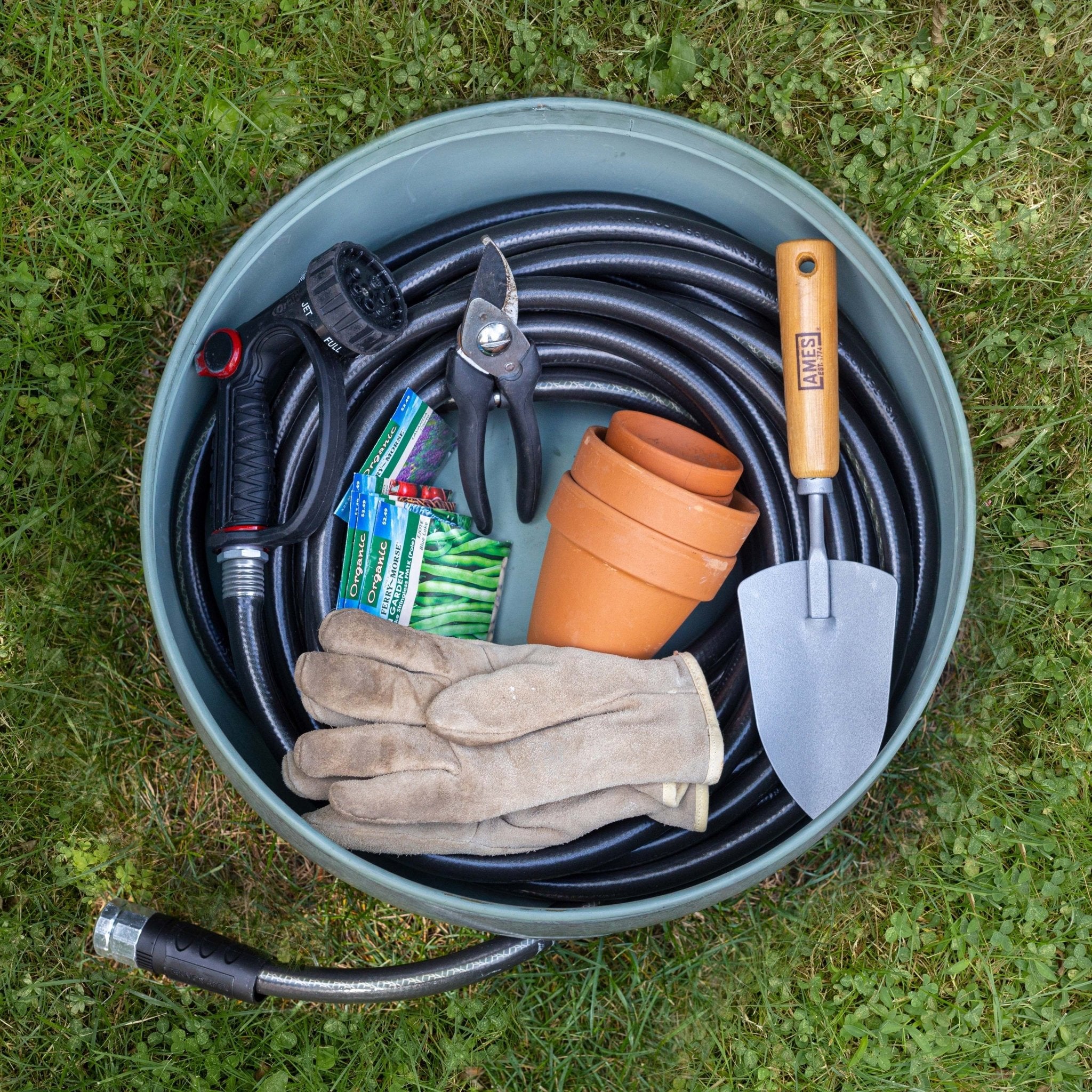Key West Hose Pot with Lid - Durable Outdoor Garden Hose Storage Container for Yard, Patio, and Pool Area - Perfect for Organizing and Protecting Water Hoses
