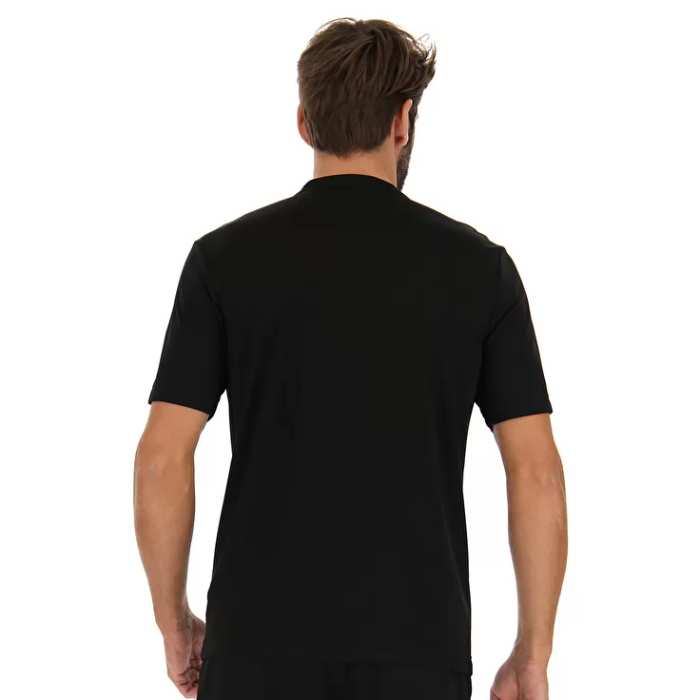 Lotto Men's Core Tee Top - Soft Cotton Short Sleeve T-Shirt for Casual Wear & Gym (Black) - Perfect for Everyday Outfits, Workouts, and Sports Activities