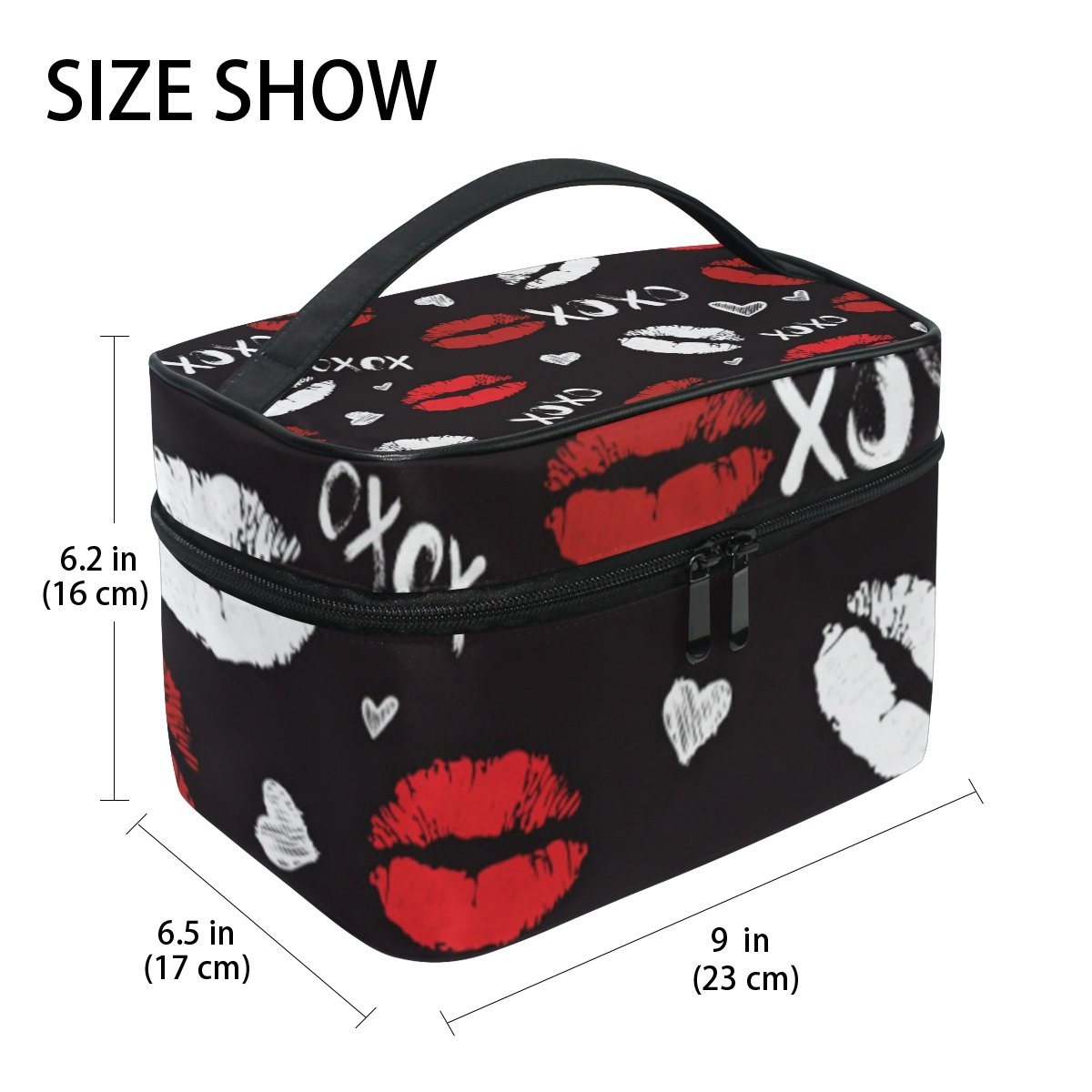 Cooper Girl Red Lips Cosmetic Bag - Waterproof Travel Makeup Organizer with Mirror | Perfect for Travel, Gym & Daily Beauty Storage