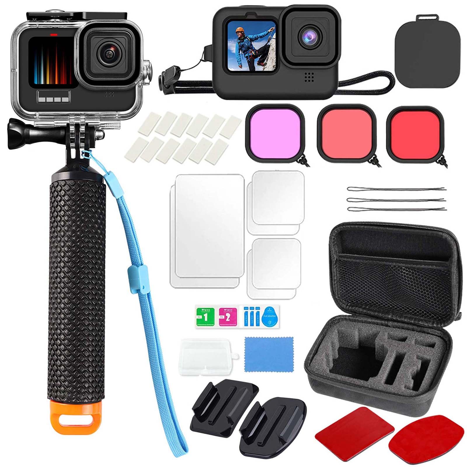 GoPro Hero 13 12 11 10 9 Black Waterproof Housing Case - 60M/196FT Underwater Diving Protection with Camera Handle Mount | Perfect for Scuba Diving, Snorkeling, Surfing & Water Sports