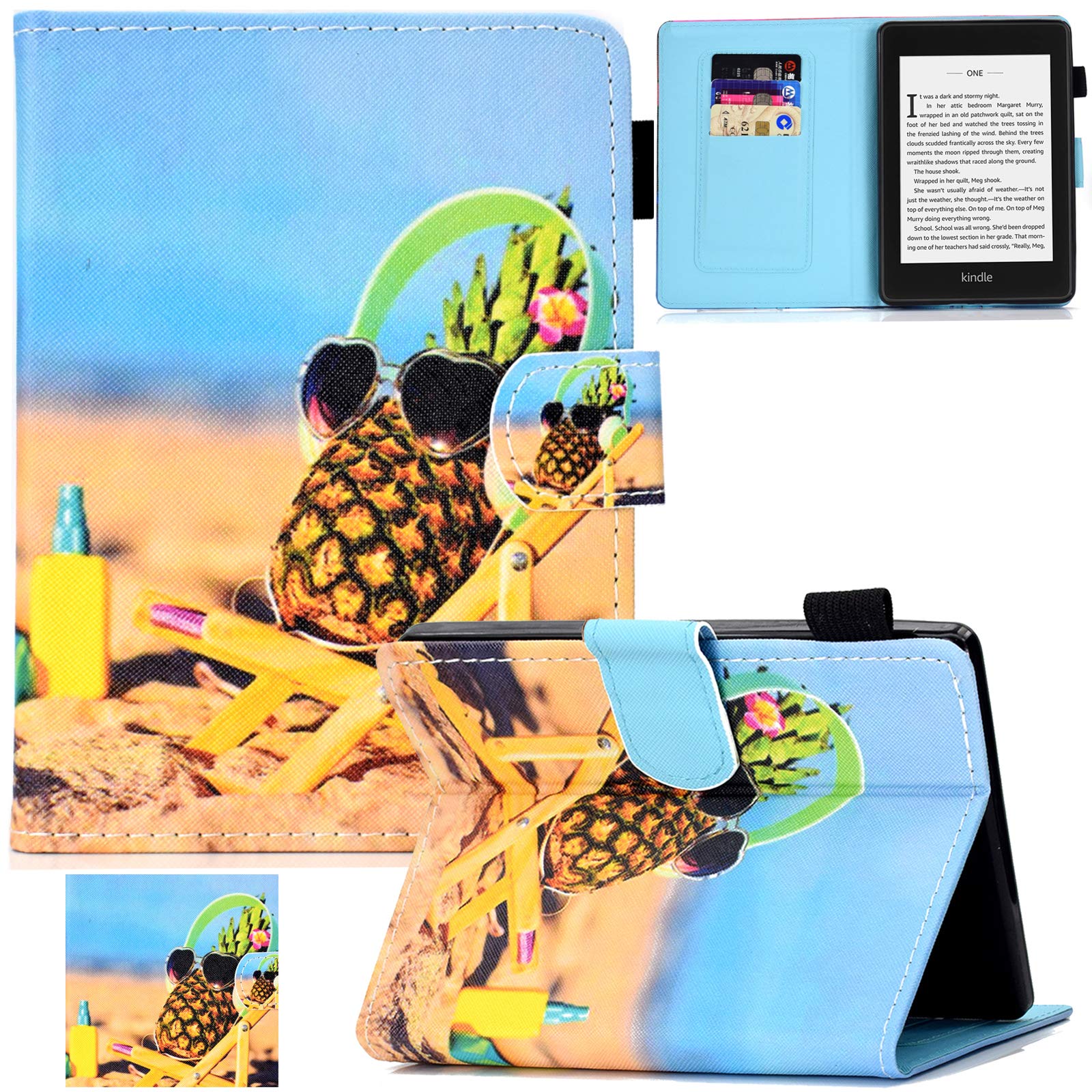 Lightweight Slim Folio Cover Case for Kindle Paperwhite 10th Generation (2018 Release) - Auto Wake/Sleep Protective Shell with Pineapple Design | Perfect for Reading, Travel & Daily Commute