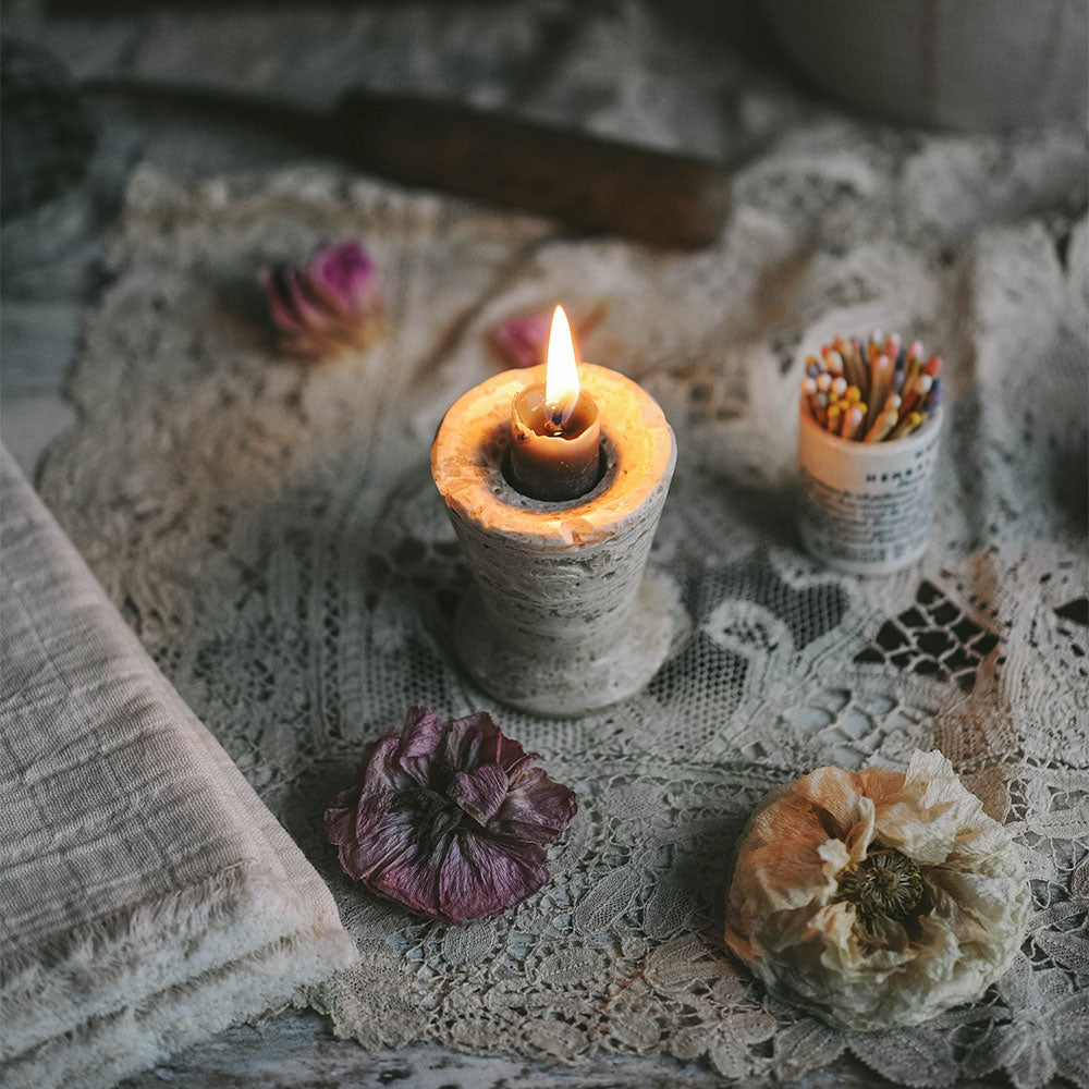 Natural Travertine Stone Candle Holder - Handcrafted Home Decor for Dining Table, Wedding Centerpiece & Spa Relaxation