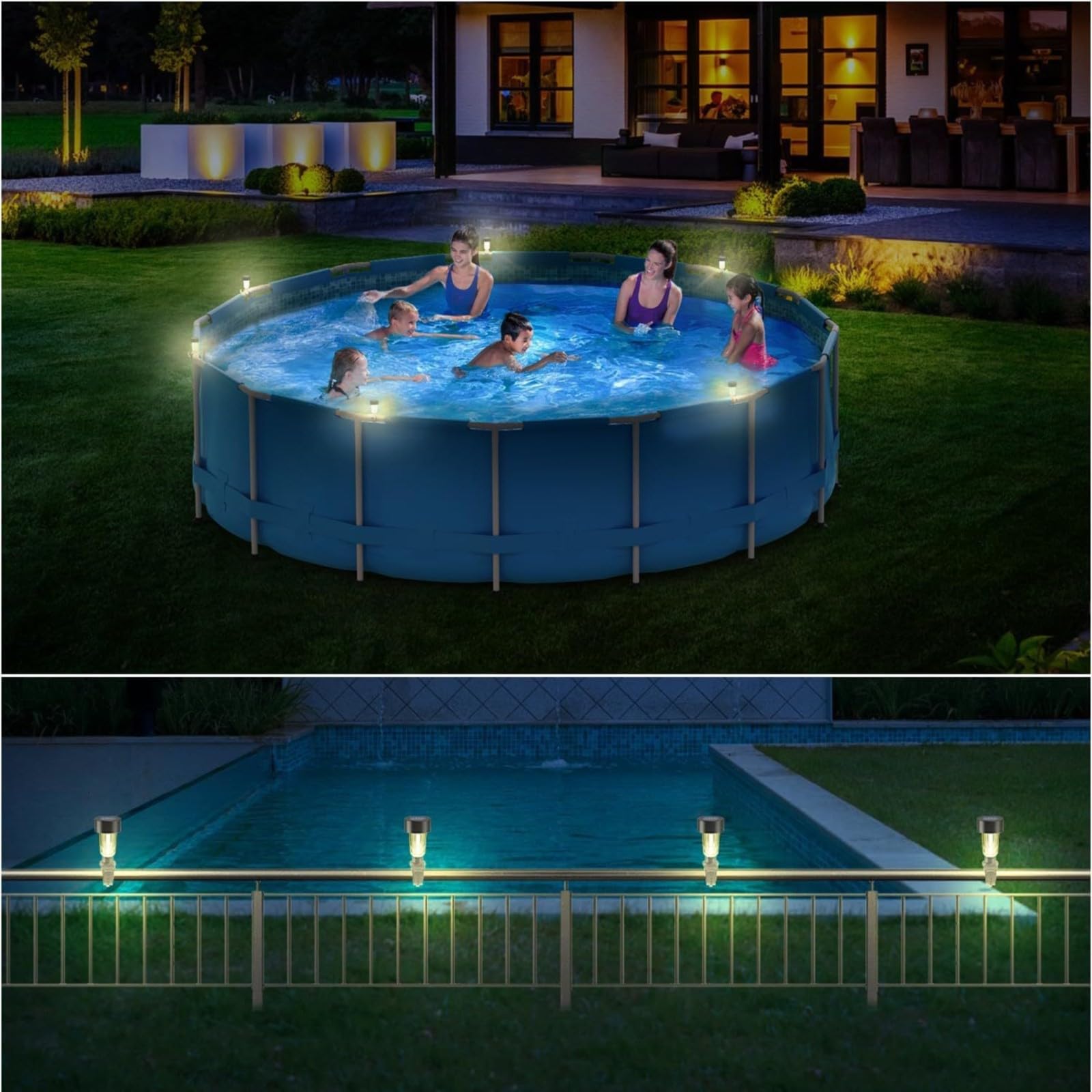 Solar Pool Lights 6-Pack - Waterproof LED Solar Lights for Above Ground Pools, Outdoor Swimming Pool Fence & Enclosure Lighting Decorations - Perfect for Nighttime Pool Parties & Backyard Decor