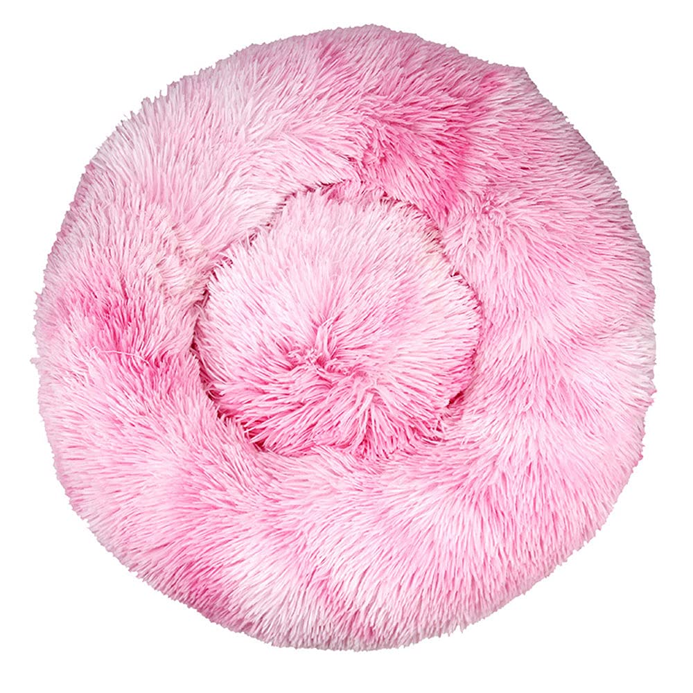 Premium Round Donut Pet Bed for Dogs & Cats - Ultra Soft Faux Fur Cuddler Bed with Self-Warming Design - Comfortable Calming Bed for Small, Medium & Large Pets (120cm Diameter) - Perfect for Indoor Sleeping, Lounging & Anxiety Relief