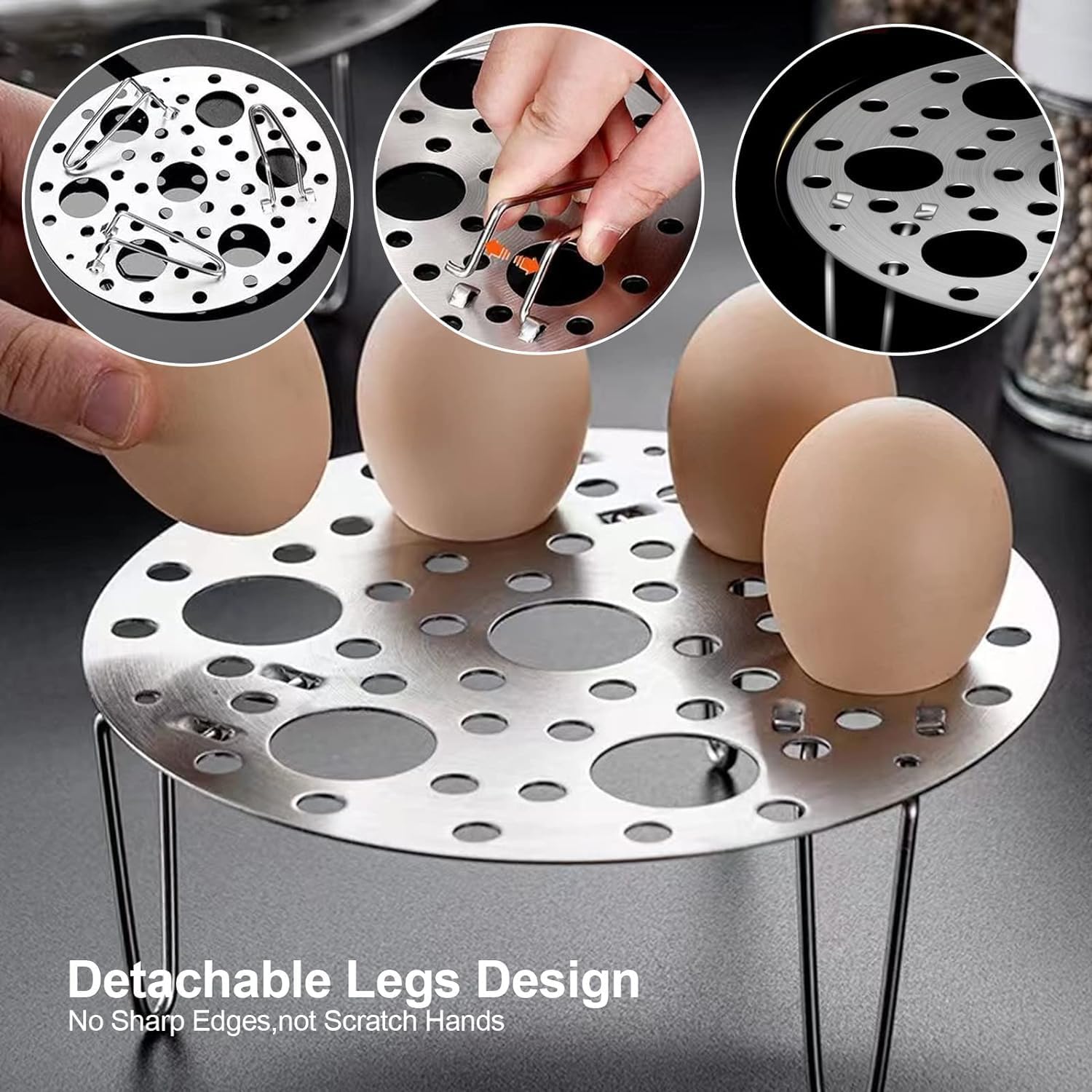 Stainless Steel Egg Steamer Rack - Heatproof Stackable 7-Hole Stand for Eggs, Kitchen Trivet Insert - Perfect for Pots, Pressure Cookers & Steam Boiling (Pack of 1) | Ideal for Meal Prep, Breakfast & Healthy Cooking