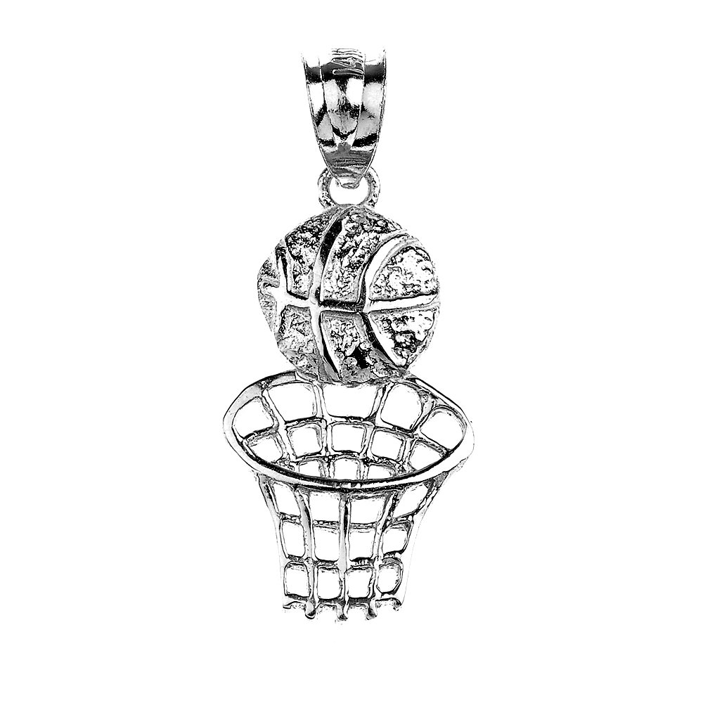 925 Sterling Silver Basketball Hoop Charm Pendant - Sports Jewelry for Men & Women - Perfect for Gifts, Game Day & Basketball Fans