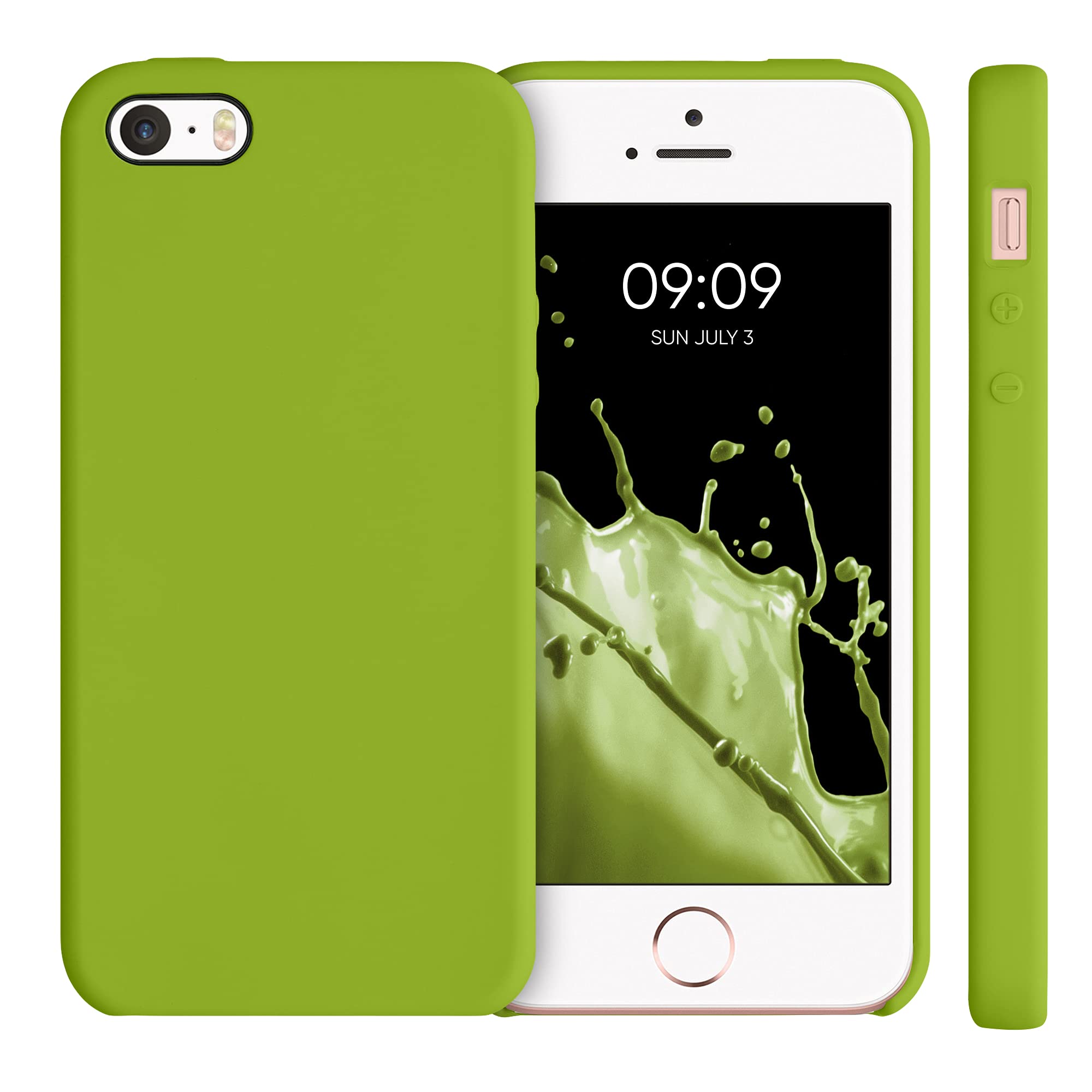 kwmobile TPU Silicone Case for Apple iPhone SE (1st Gen 2016) / iPhone 5 / iPhone 5S - Soft Protective Phone Cover in Green Peppercorn - Perfect for Everyday Use & Drop Protection