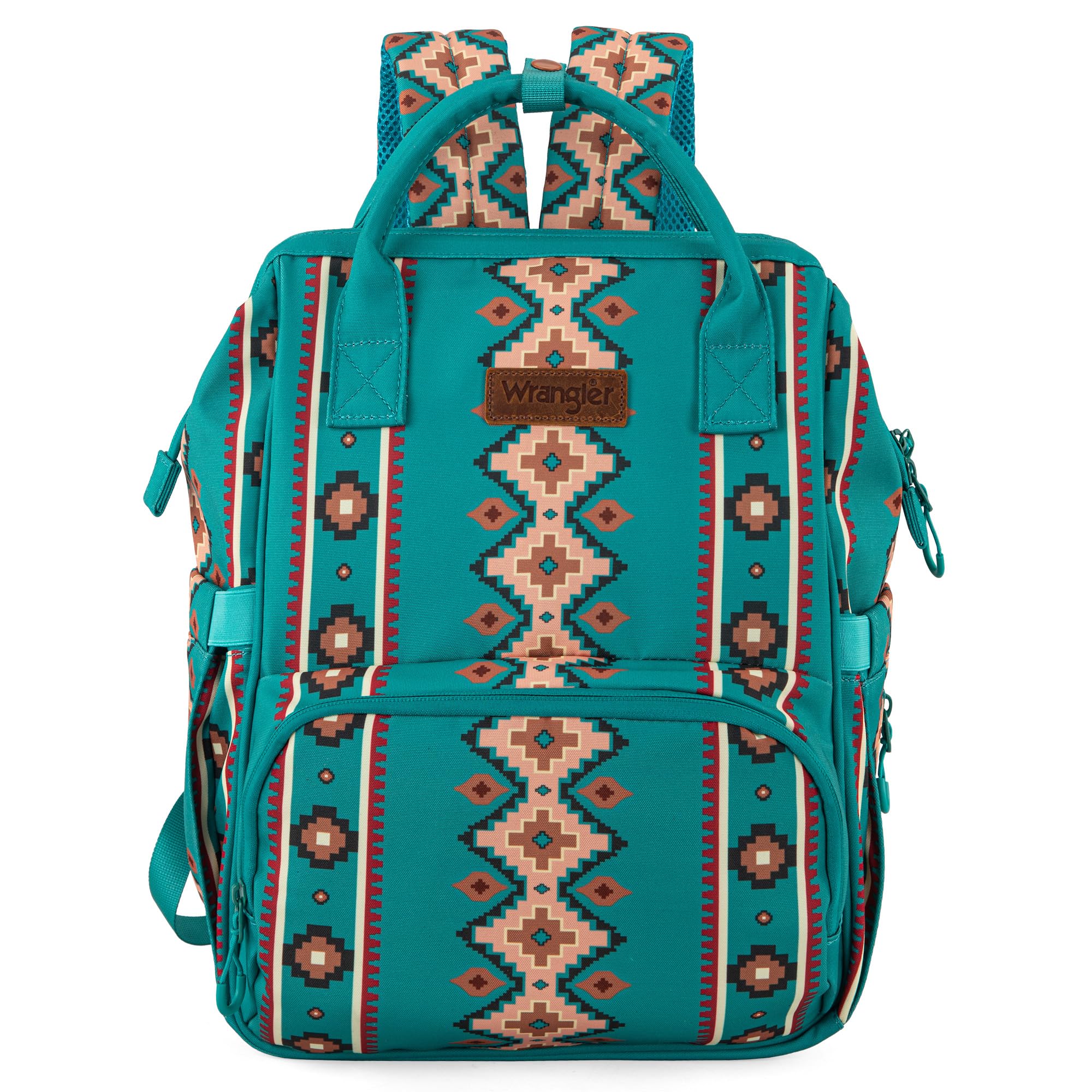 Wrangler Southwest Pattern Diaper Backpack - Baby Bag for Travel & Daily Use, Multi-Functional Western Style Daypack for Moms & Dads - Perfect for Outings, Shopping & Family Trips