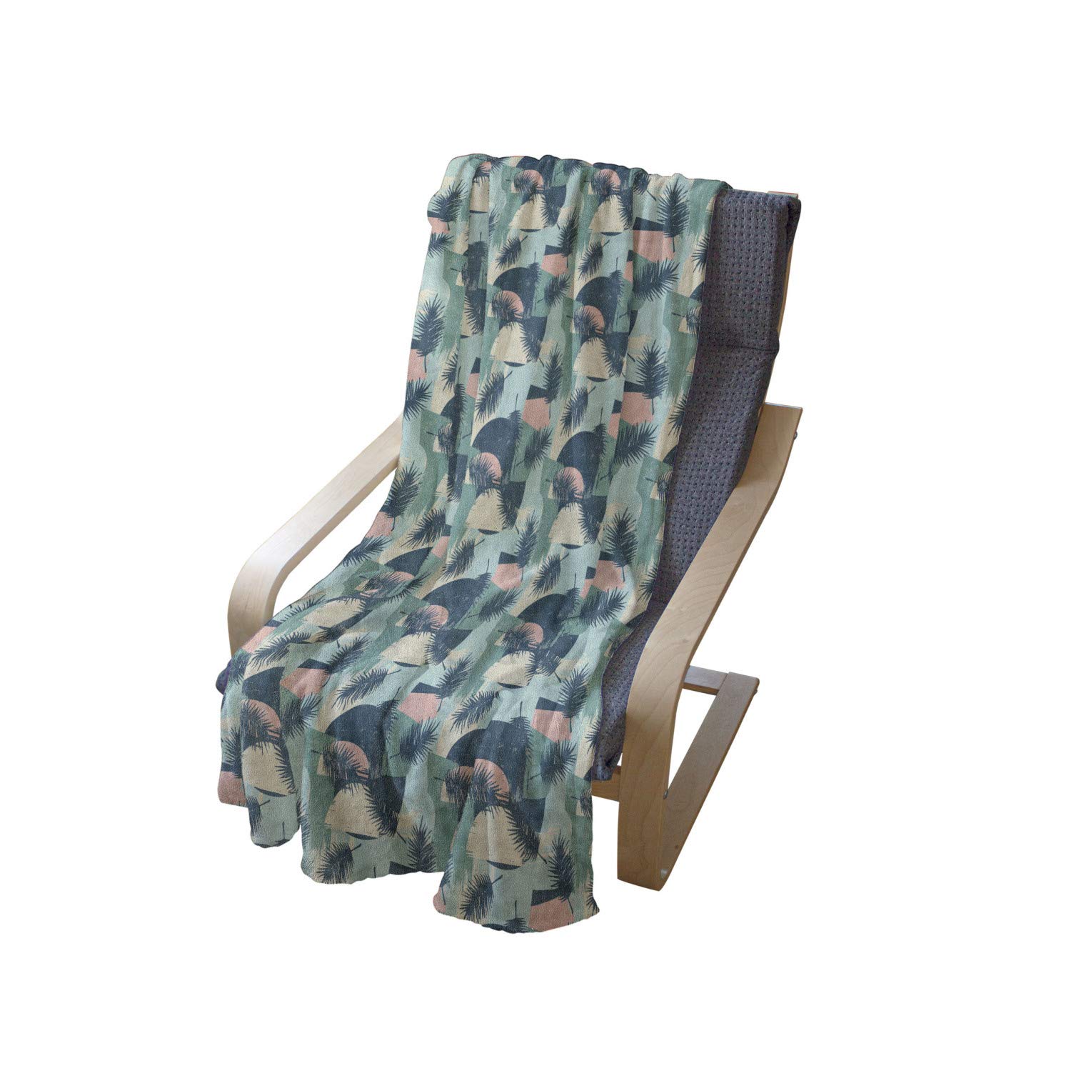 Ambesonne Tropical Throw Blanket - Soft Flannel Fleece Hawaiian Leaves Design, 50