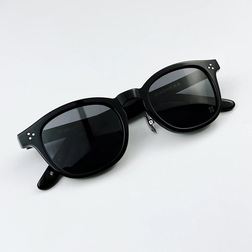 Stylish Unisex Black Square Acetate Sunglasses with Full Rim - UV Protection for Men & Women - Perfect for Driving, Beach, and Outdoor Activities
