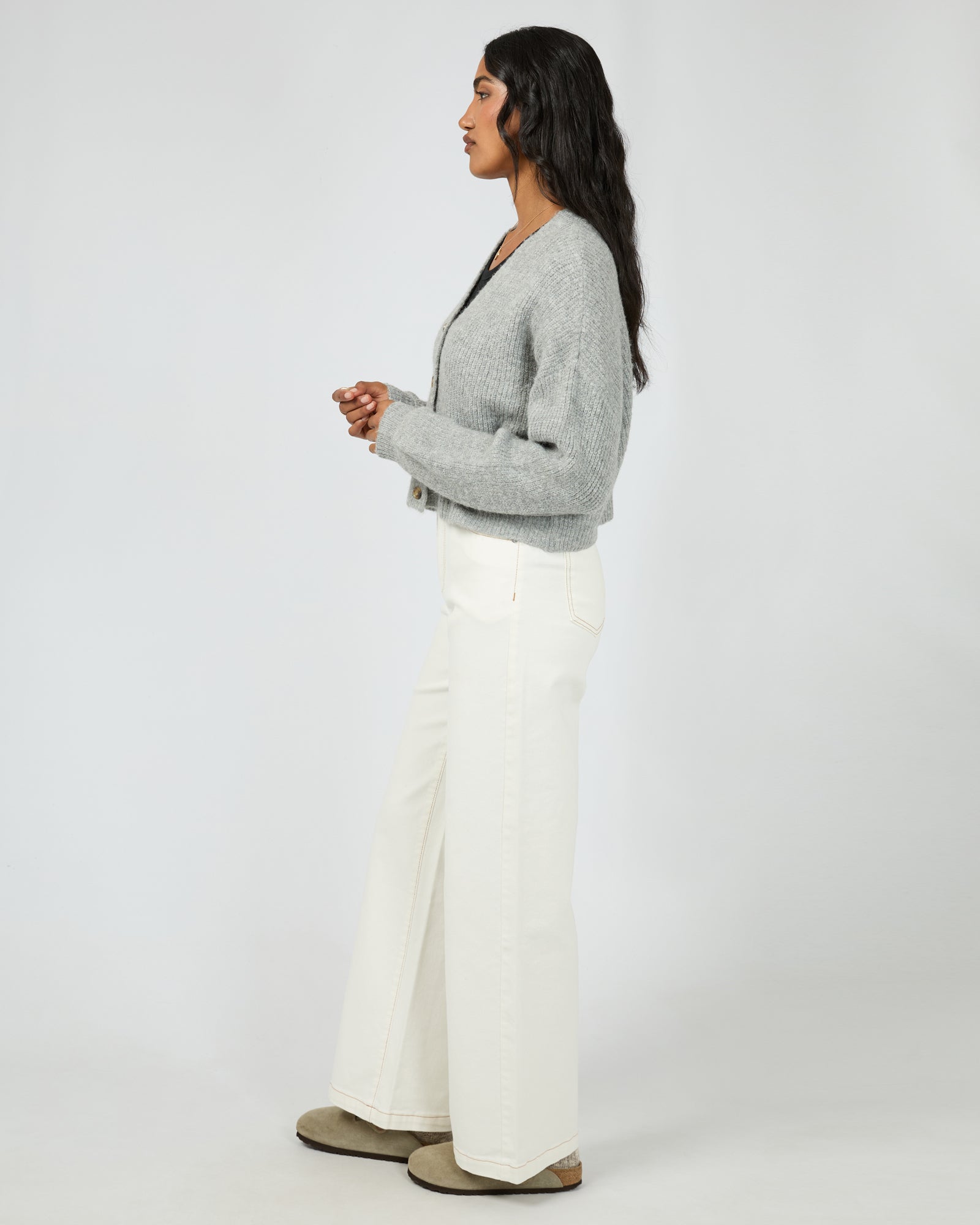 Selena Knit Sweater Grey Marle - Women's Casual Pullover for Fall & Winter | Cozy Office Wear & Weekend Outfits