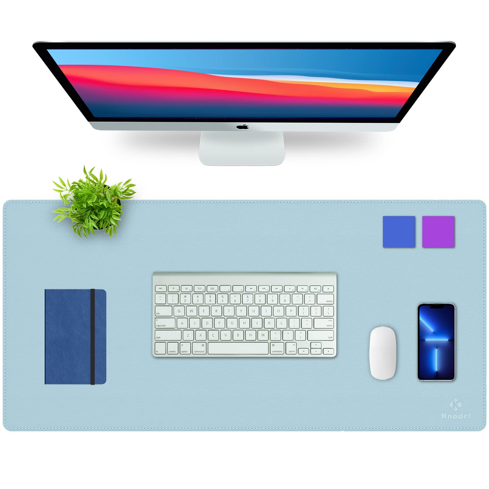 Premium K KNODEL Dual-Sided Desk Mat - Waterproof PVC Leather Office Desk Protector (35.4