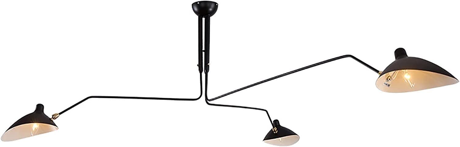 Mid-Century Modern 3-Arm Adjustable Chandelier with Pipe Pendant Shades - Large Farmhouse Hanging Light Fixture for Dining Room, Living Room & Bedroom | Elegant Lighting for Rustic, Industrial & Vintage Home Decor