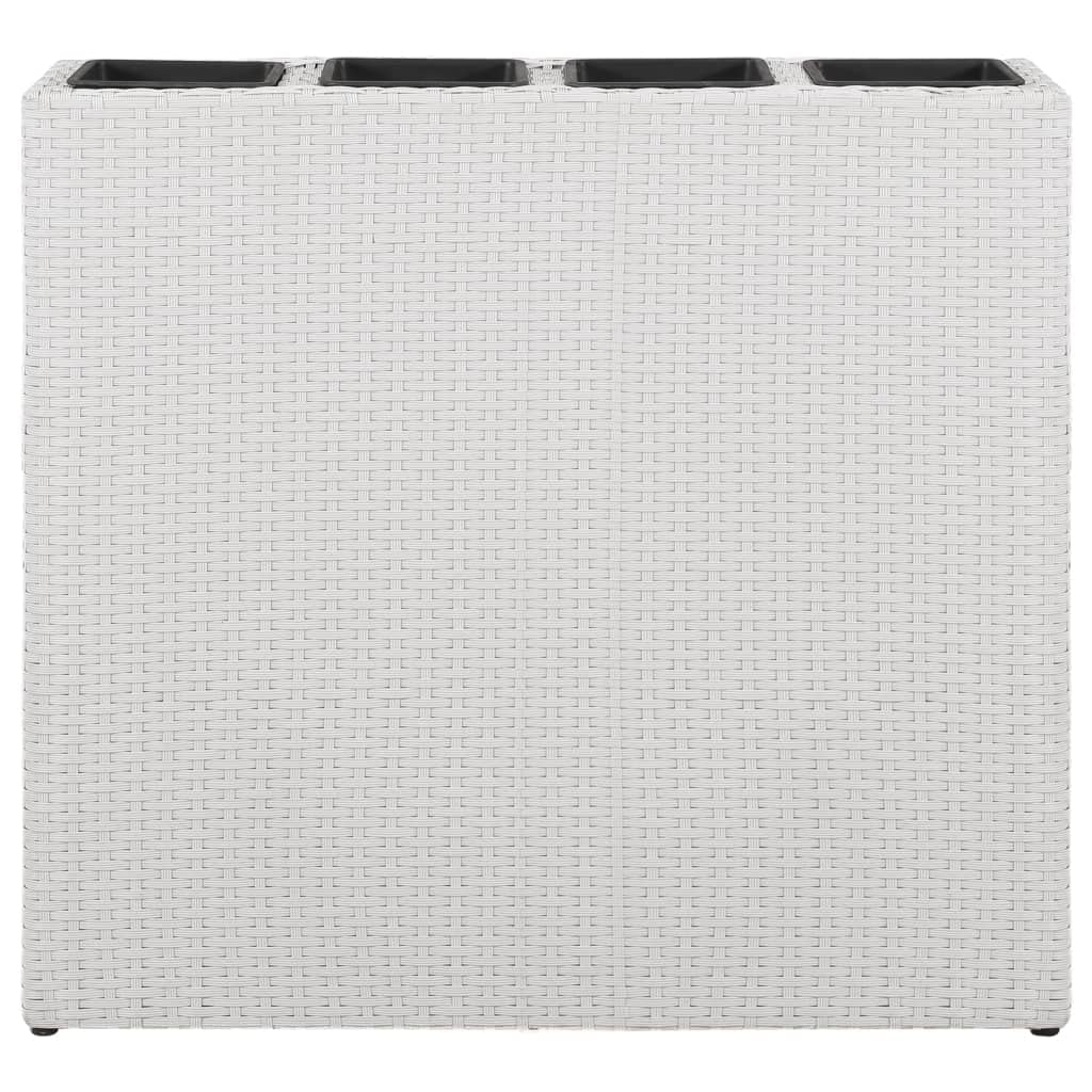 Outdoor Raised Garden Bed Kit - White Poly Rattan Planter Box with 4 Pots for Vegetables, Herbs & Flowers | Perfect for Backyard, Patio & Small Space Gardening