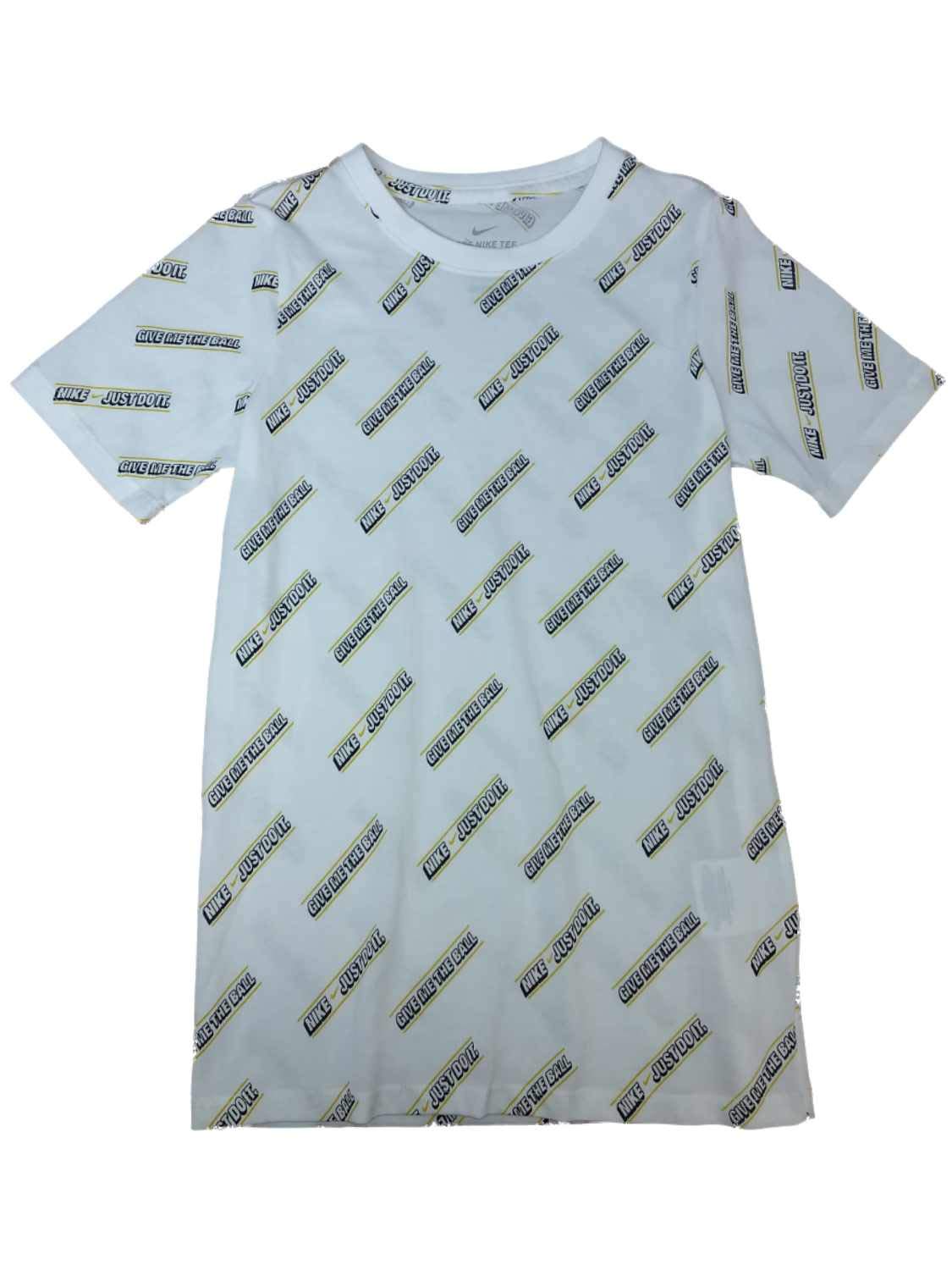 Nike Dri-FIT Boys' White Athletic T-Shirt - Moisture-Wicking Performance Tee for Soccer, Basketball & Active Play - Youth Small Size