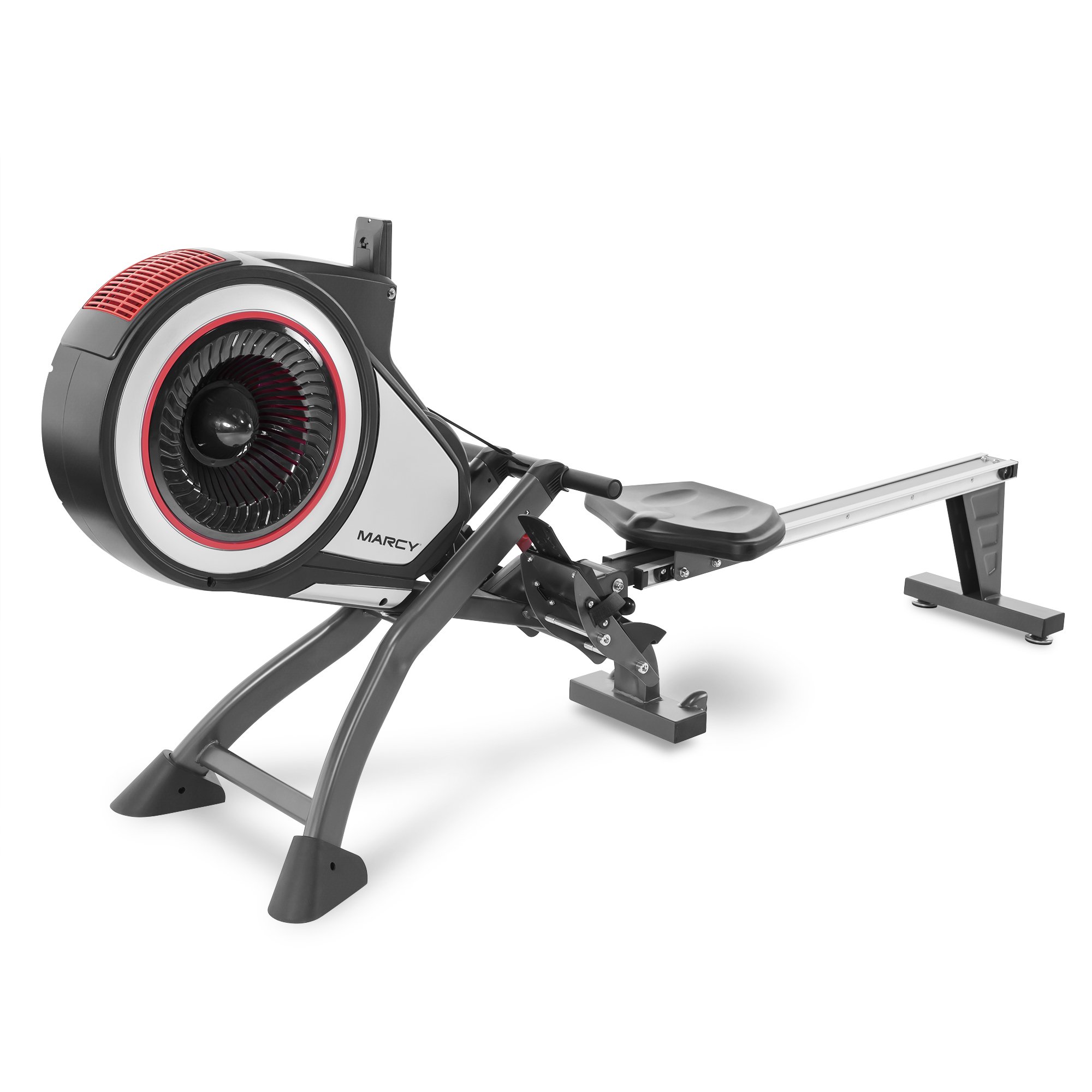 Marcy Air Resistance Rowing Machine with Transport Wheels - Foldable Home Gym Equipment for Full Body Workout | Perfect for Cardio, Strength Training & Small Spaces