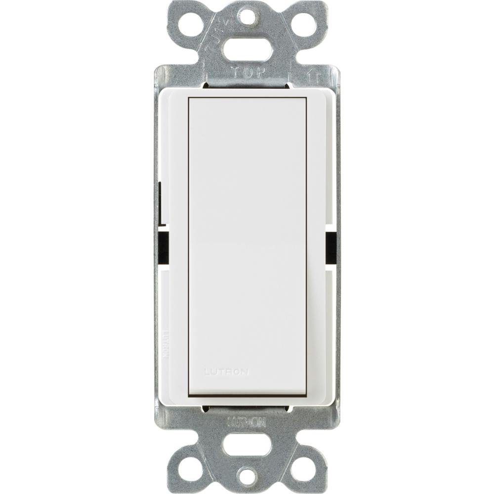 Lutron Claro 15 Amp Single-Pole Rocker Light Switch with Locator Light, CA-1PSNL-WH, White - Perfect for Bedrooms, Hallways, and Staircases
