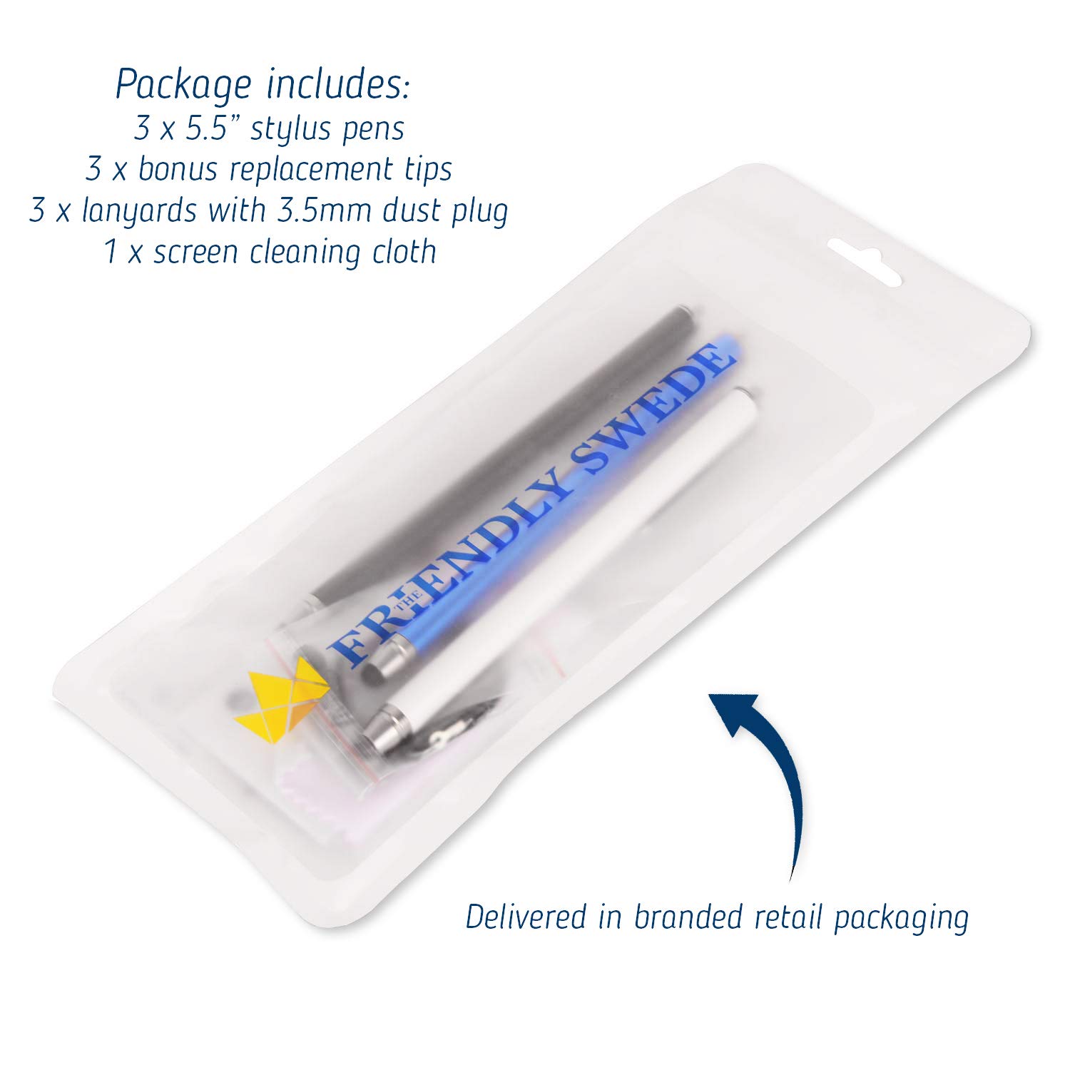 Friendly Swede Stylus Pen 3-Pack - 5.5