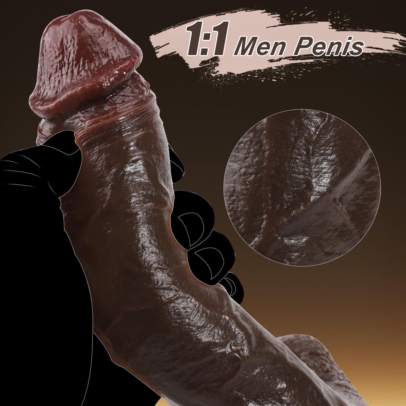 8.4 Inch Realistic Black Silicone Dildo with Strong Suction Cup - Soft Flexible Sex Toy for Beginners, G-Spot & Anal Stimulation - Hands-Free Play for Women & Couples - Perfect for Solo Play, Couples Fun & BDSM Exploration