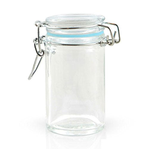 Hermes Mini Seal Jar Cocktail Glasses - Set of 2, 2.2 oz Blue Glass Cups for Cocktails, Whiskey, Desserts - Perfect for Home Bars, Parties & Wedding Favors