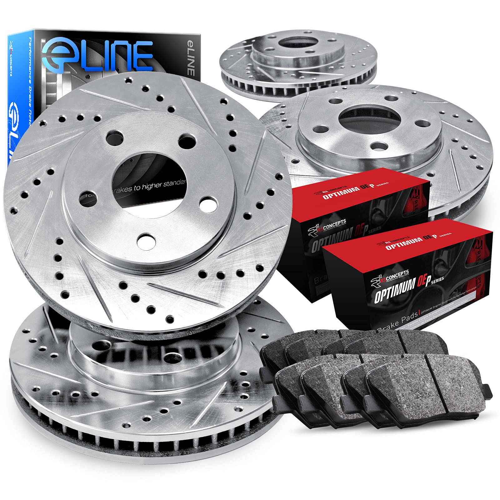 R1 Concepts Premium Front & Rear Brake Pads and Rotors Kit - CEC.31003.07 | OE Replacement Brake System | Perfect for Daily Driving, Performance Cars & Truck Maintenance