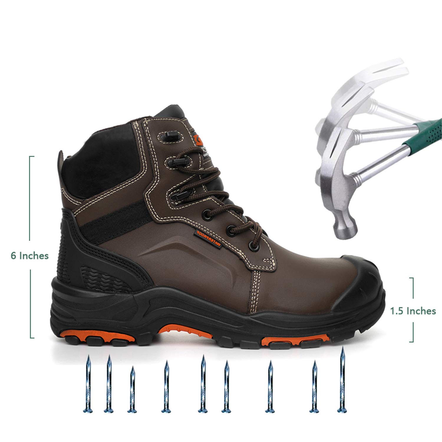 DRKA Men's Winter Boots - Waterproof Leather Hiking Boots for Outdoor & Work | Slip Resistant, Comfortable & Durable for Snow, Hiking & Construction