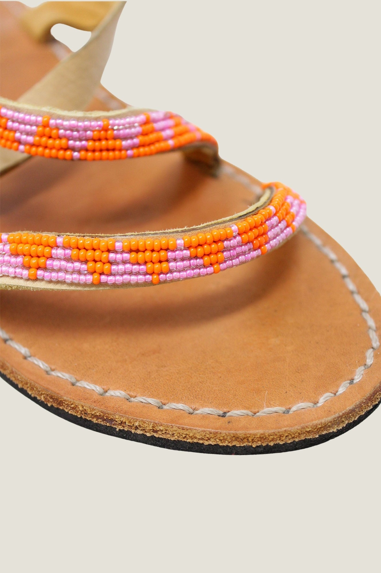 Lara Leather Sandals for Women - Comfortable Pink & Orange Strappy Sandals | Perfect for Summer, Beach, and Casual Outings