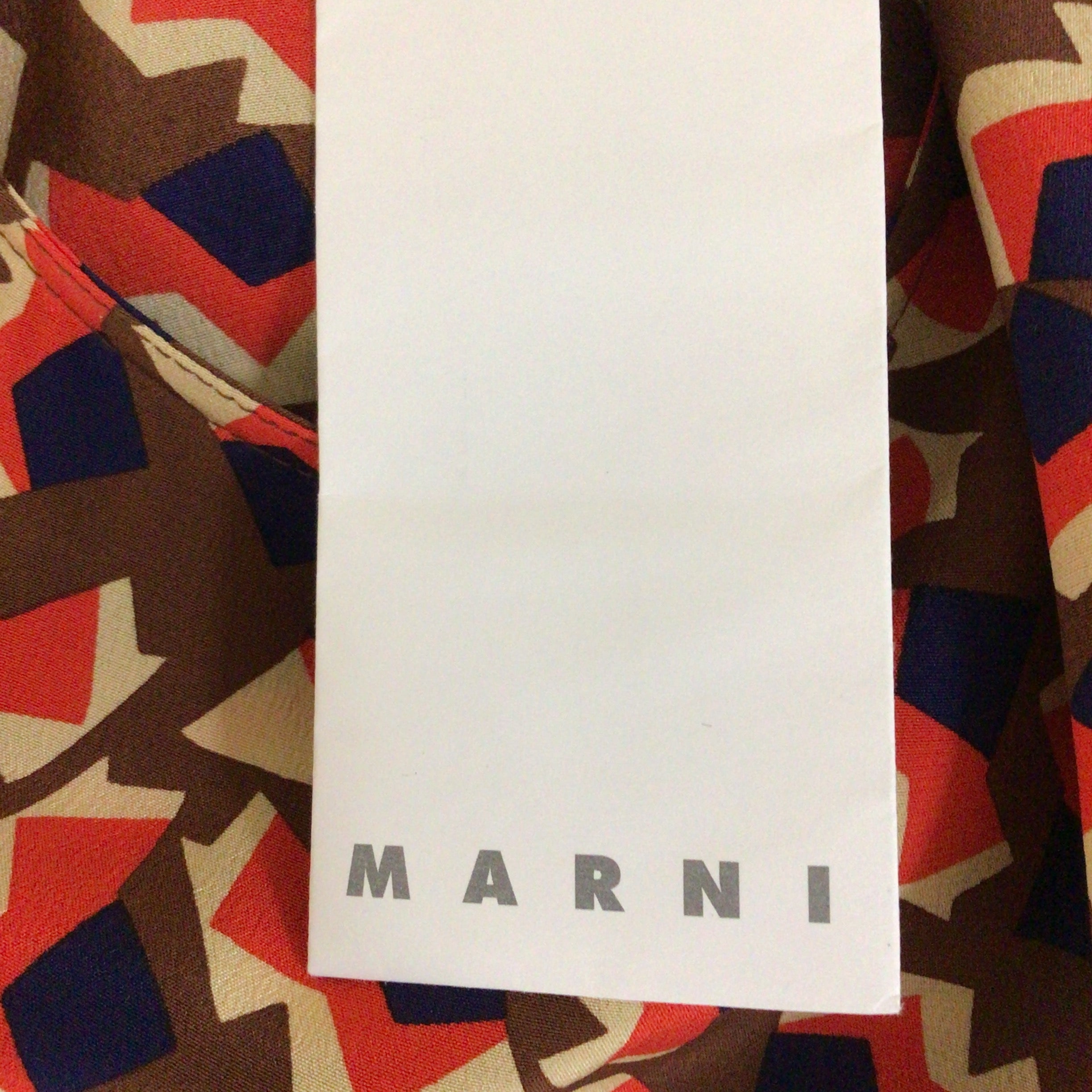 Marni Women's Red & Blue Multi Metropolis Print Sleeveless Silk Crepe Midi Dress - Elegant Summer Party & Cocktail Wear