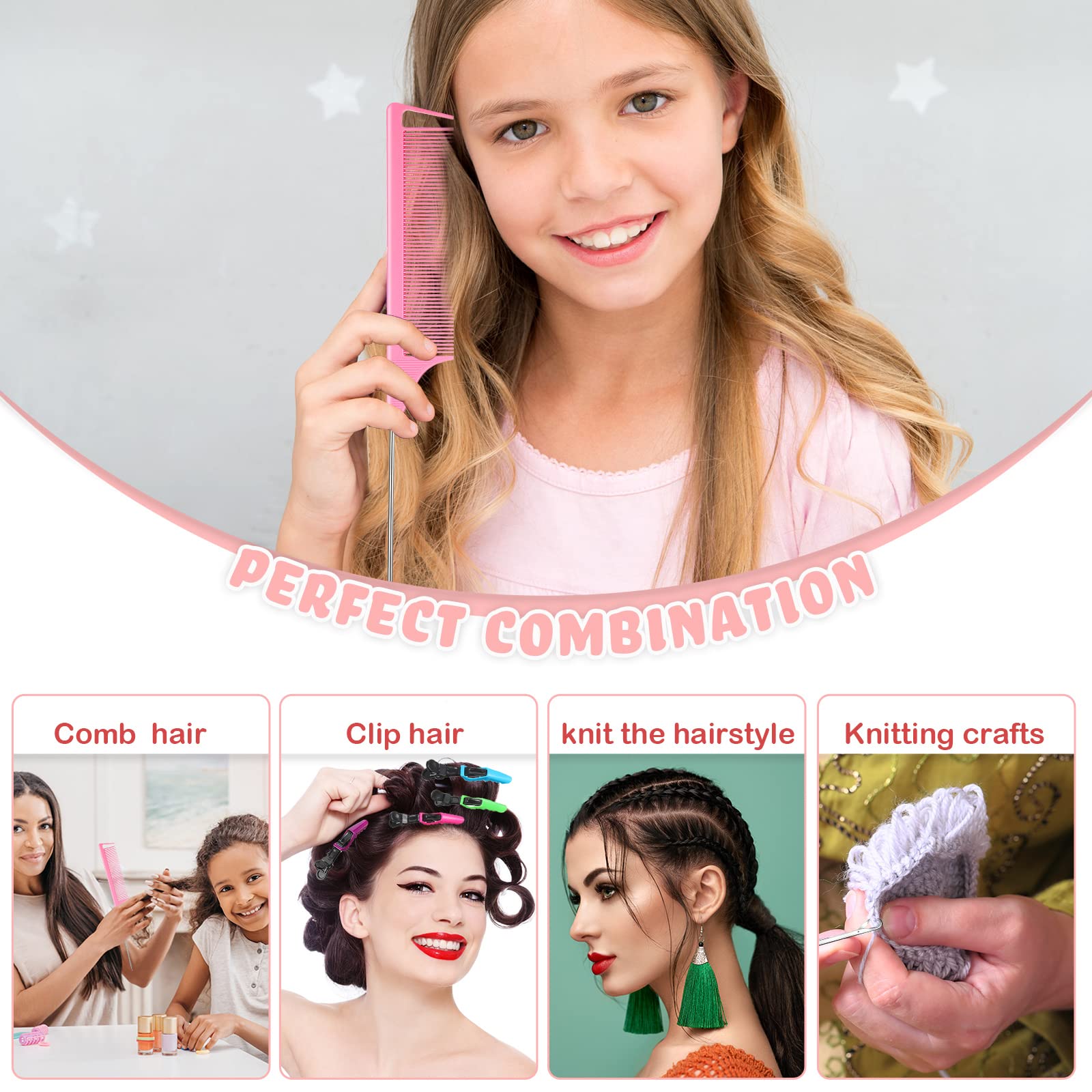 Crochet Hooks Set for Hair Braiding - 6 Needles, Comb & Clips | DIY Extensions & Styling